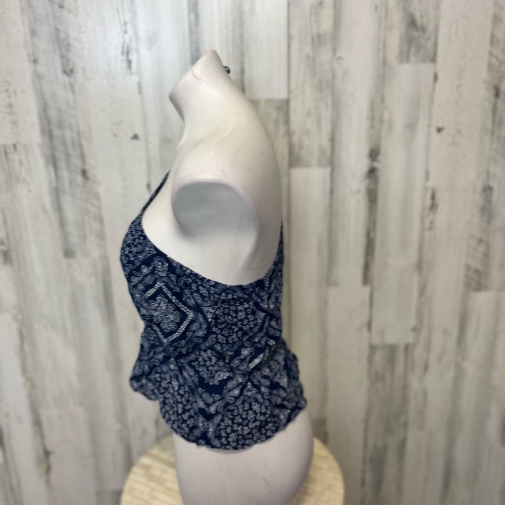 Other Pink Rose One Shoulder Navy Boho Ruffle Peplum Top Size L – Size L / US 10 / IT 46 - 2 Thumbnail