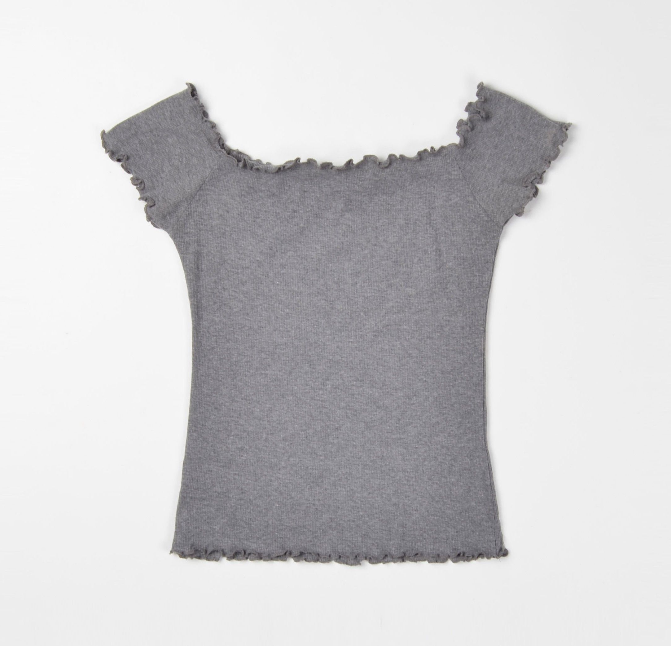 Hollister Hollister Y2K Rib Knit Gray Off Shoulders Babydoll Tee Top Size M / US 6-8 / IT 42-44 - 3 Thumbnail