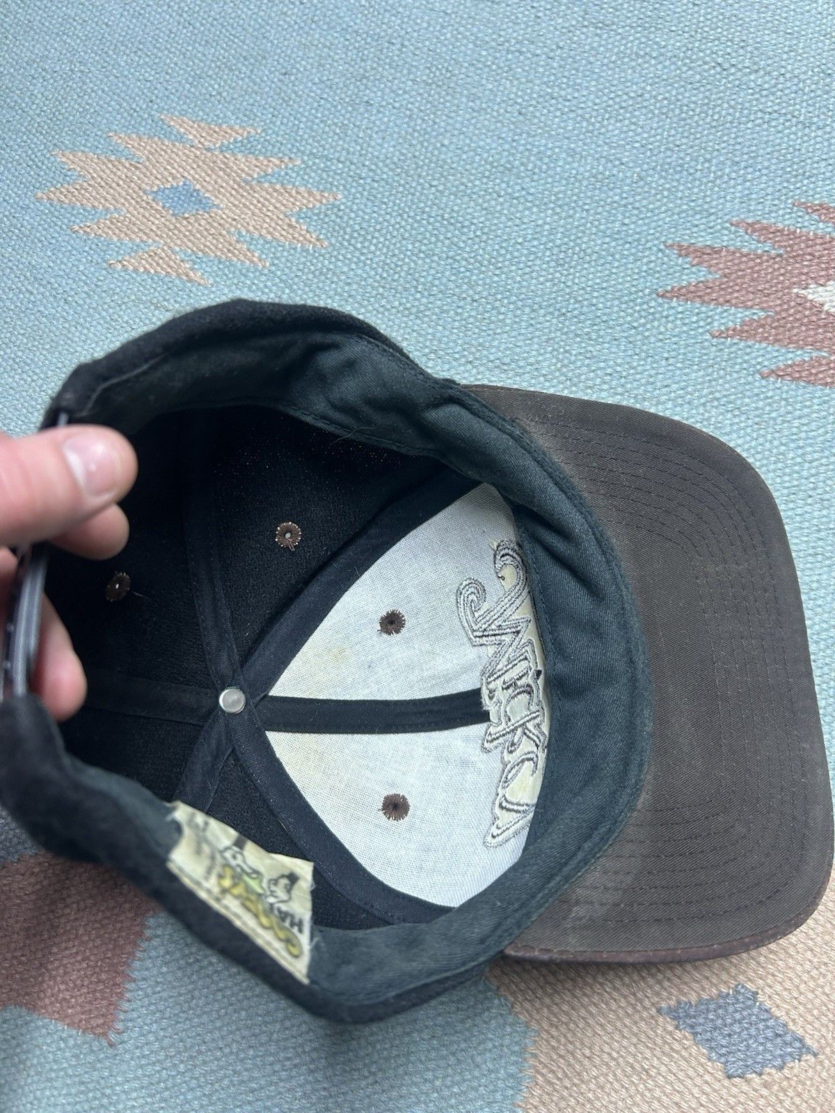 Vintage Vtg Snapback hat Mickey Mouse wool leather cartoon spell out Size ONE SIZE - 7 Thumbnail