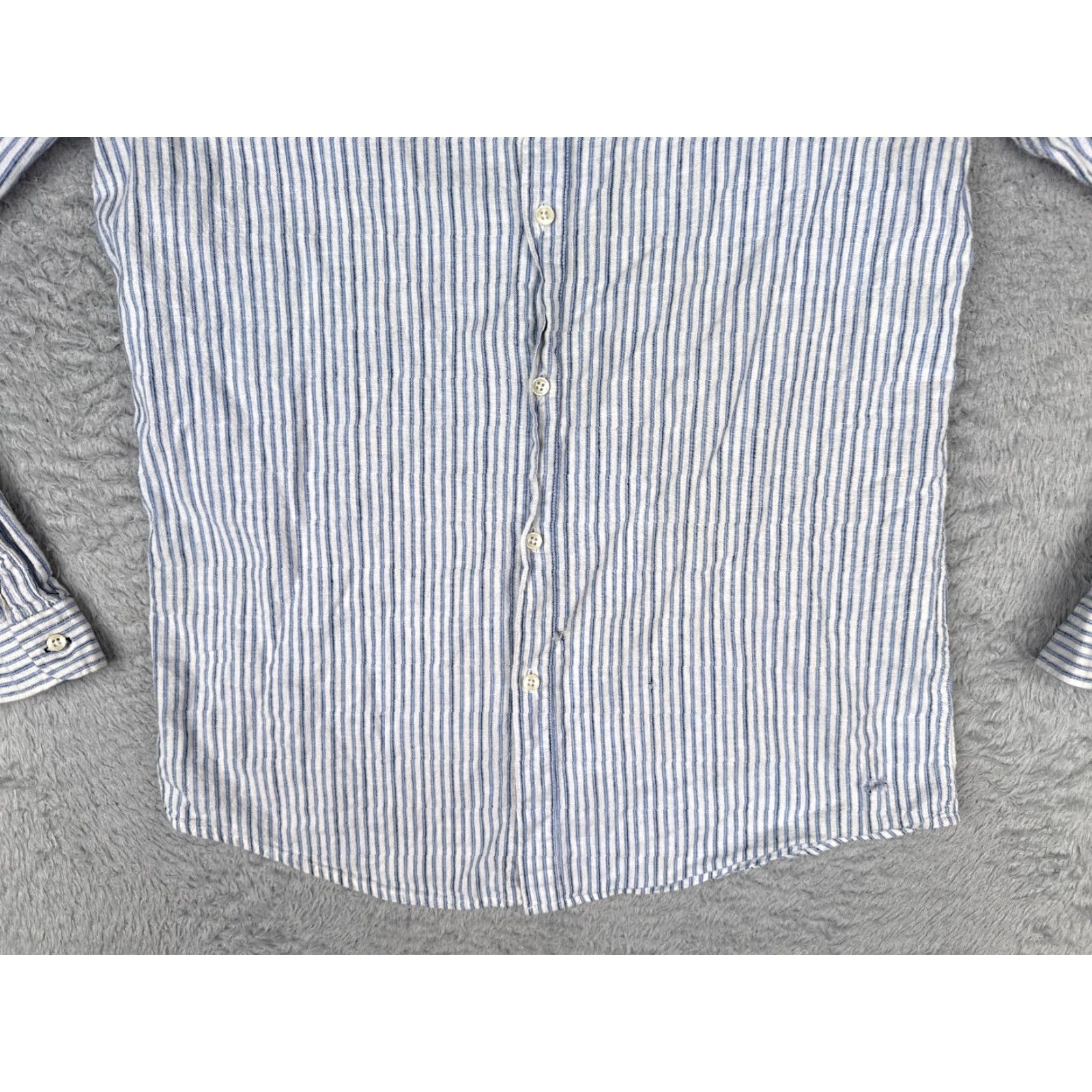 Zara Zara Shirt Women Medium Blue Stripe Button-Up Striped Slim Fit Size M / US 6-8 / IT 42-44 - 5 Thumbnail