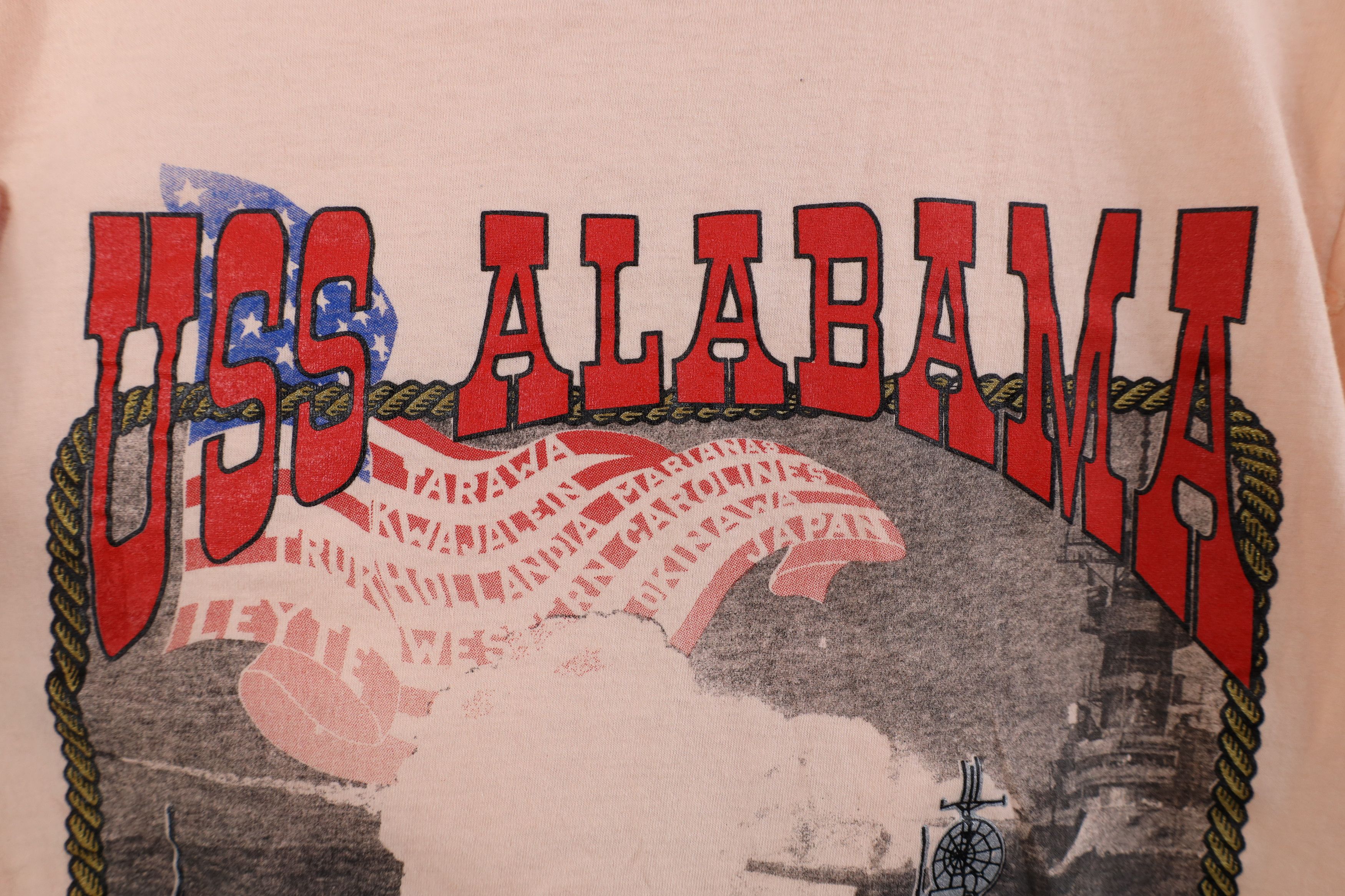 Vintage Vintage 80s USS Alabama Military Naval Ship T-Shirt Pink USA Size M / US 6-8 / IT 42-44 - 5 Thumbnail