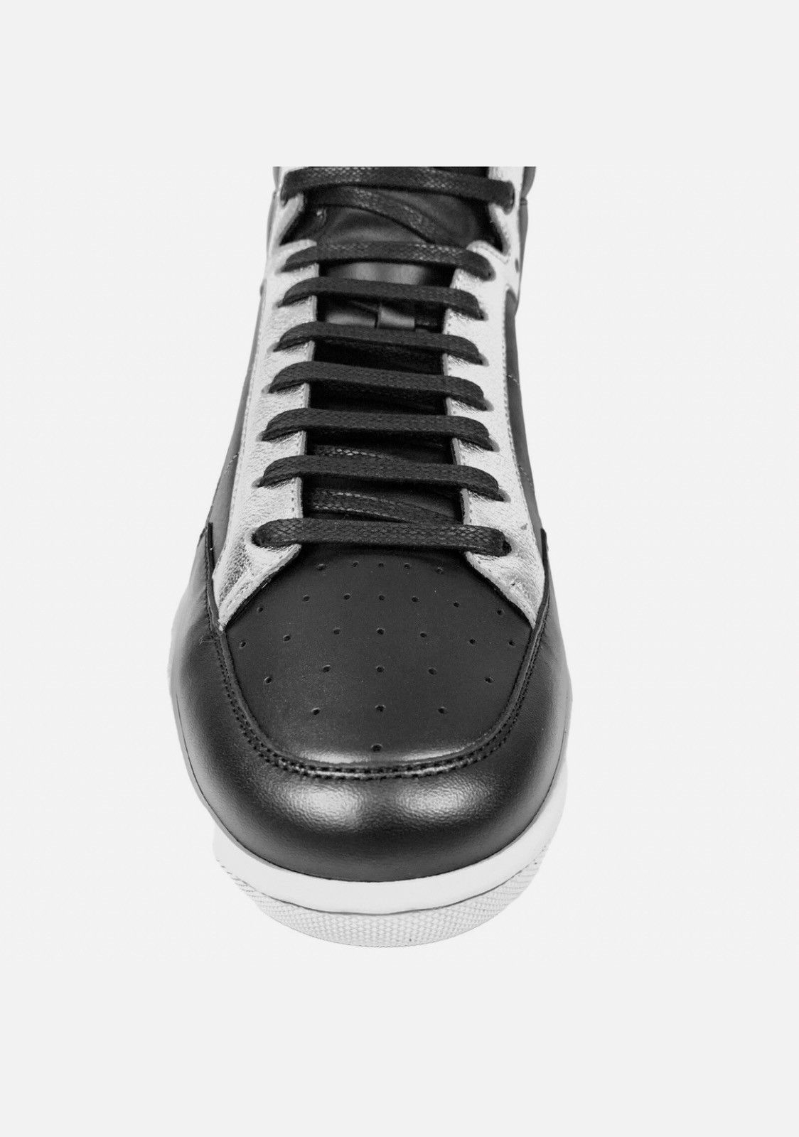 Yves Saint Laurent SAINT LAURENT MEN STAR-BACK LEATHER HIGHTOP BLACK SILVER Size US 11 / EU 44 - 9 Thumbnail