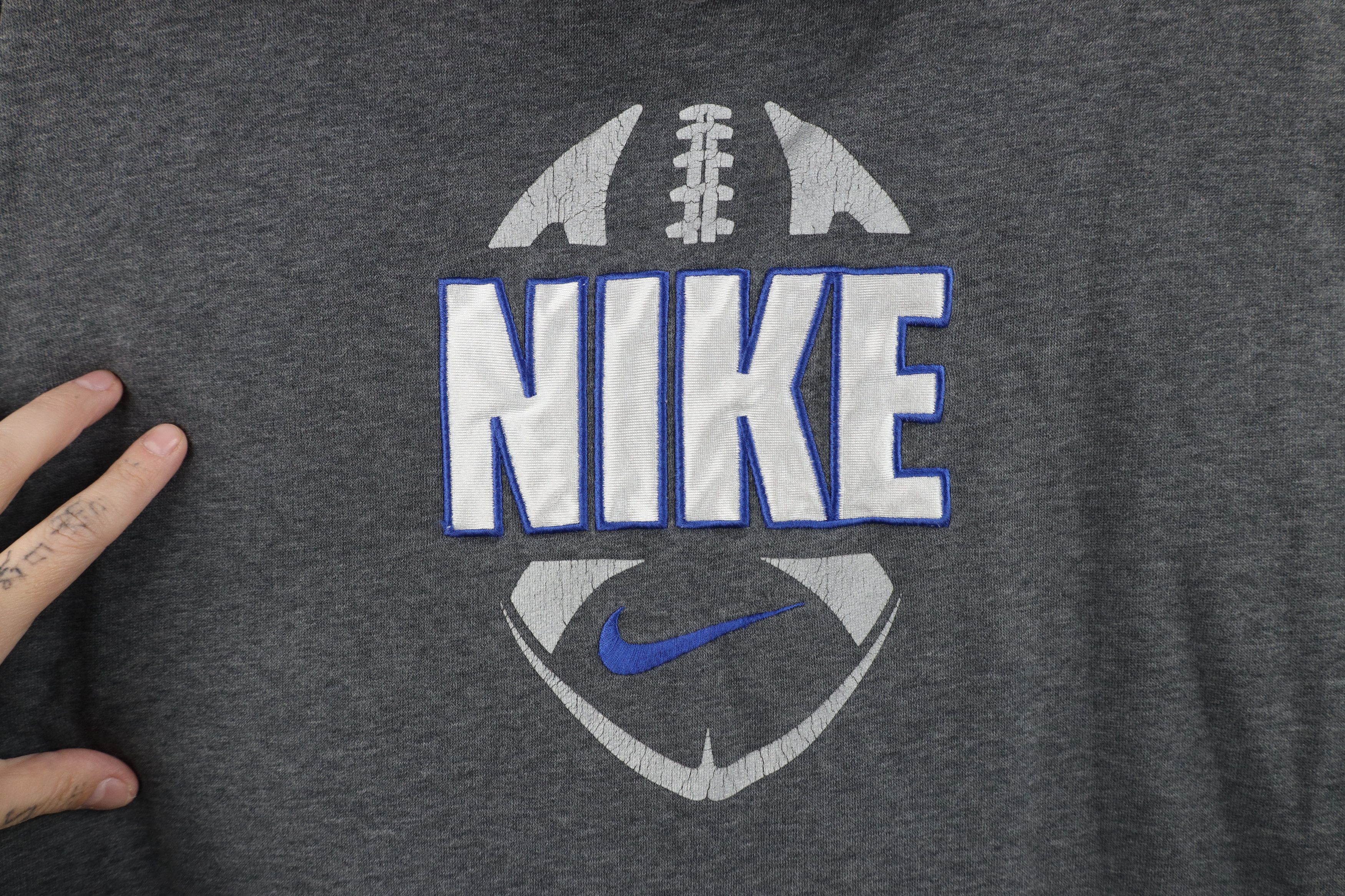 Nike × Vintage Vintage Nike Football Travis Scott Center Swoosh Hoodie Gray Size US XL / EU 56 / 4 - 5 Thumbnail