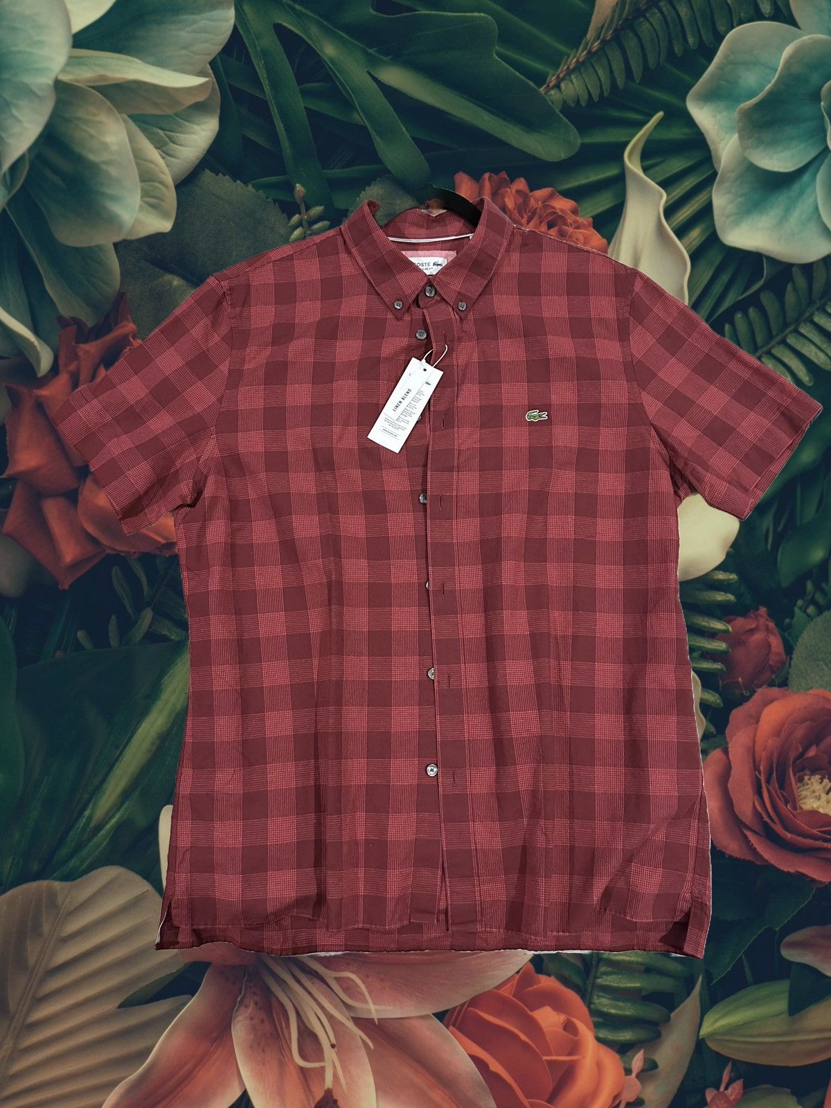 Lacoste Lacoste Linen Blend Short Sleeve Button Up Size US L / EU 52-54 / 3 - 1 Thumbnail