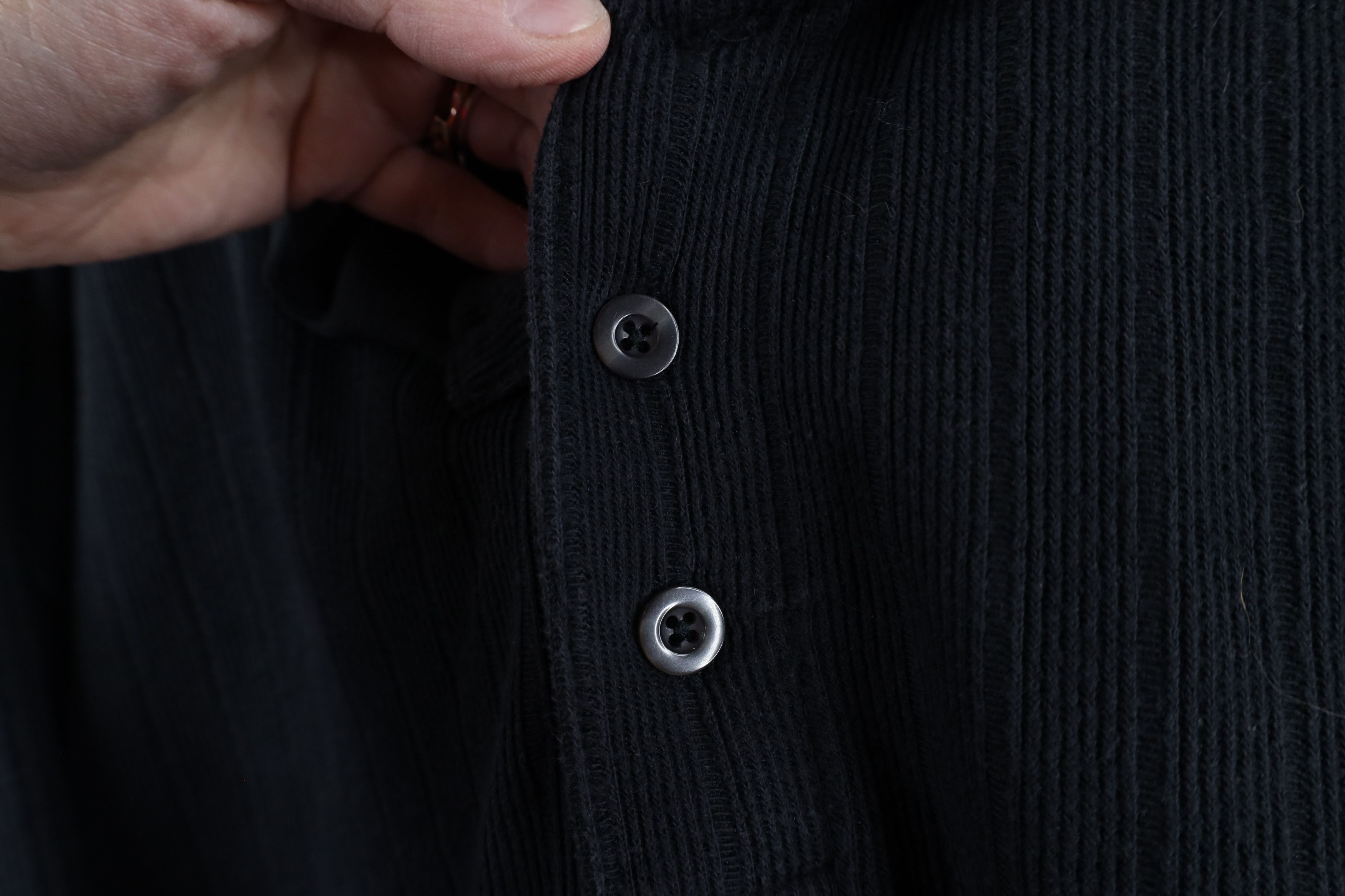 Vintage Vintage 90s Streetwear Ribbed Long Sleeve Rugby Polo Black Size US XL / EU 56 / 4 - 4 Thumbnail