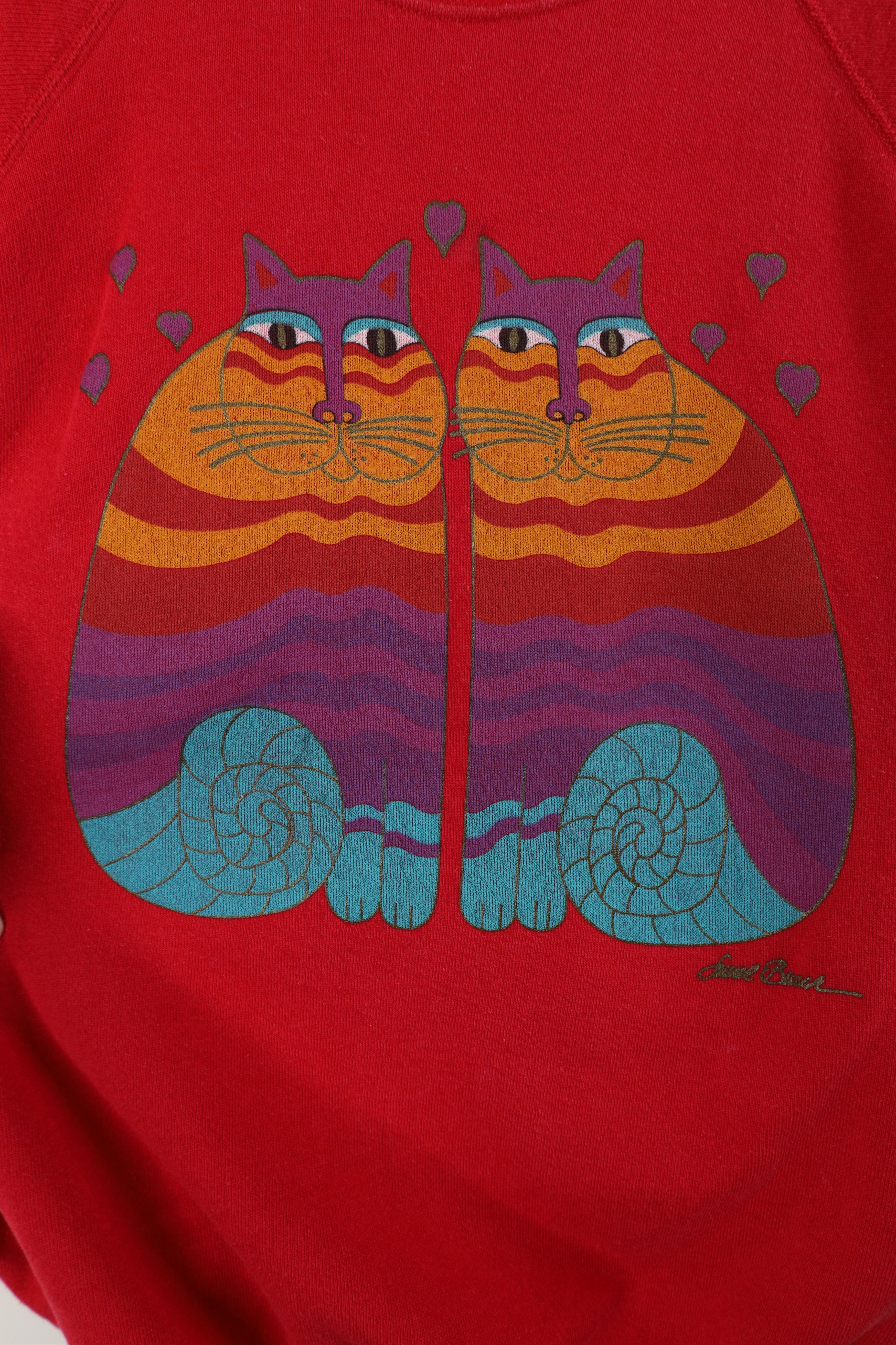 Vintage Vintage 80s Streetwear Rainbow Cat Kitten Sweatshirt USA Size L / US 10 / IT 46 - 4 Thumbnail