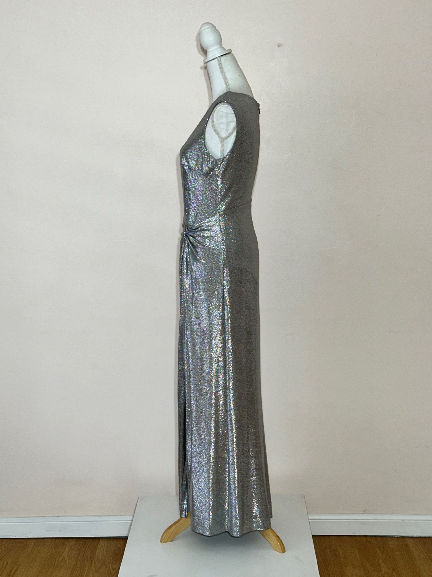 Lauren Ralph Lauren Classic Silver Boat Neck Sparkle Gown Size S / US 4 / IT 40 - 8 Thumbnail