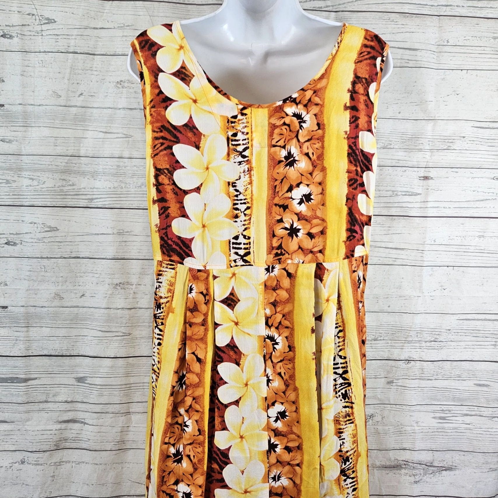 Jams World Jams World Womens Midi Dress Sz M Yellow Orange Floral Sleeveless Pockets Size M / US 6-8 / IT 42-44 - 4 Thumbnail