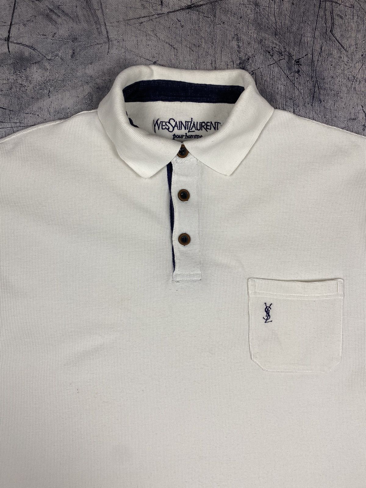 Vintage Rare Vintage 90s Yves Saint Laurent Logo Polo Tee Shirt Size US XL / EU 56 / 4 - 5 Thumbnail
