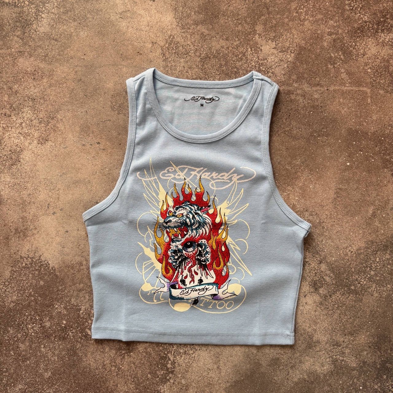 Ed Hardy Ed Hardy Y2K Tiger Printed Ribbed Tank Top Size M / US 6-8 / IT 42-44 - 1 Thumbnail