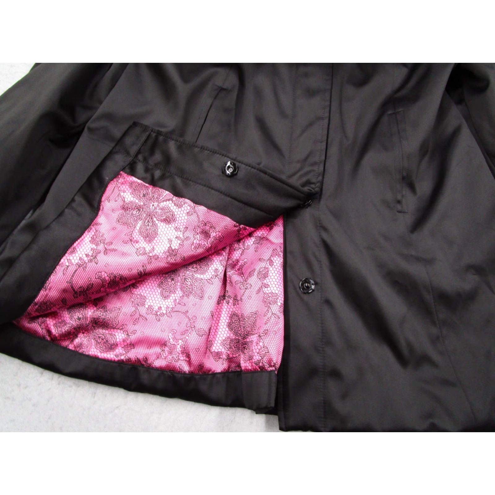 Betsey Johnson Betsey Johnson Jacket Women L Black Removable Hood Snap Front Rear Tie Hooded Pockets All Seasons Belted Long Sleeve Polyester Size L / US 10 / IT 46 - 6 Thumbnail