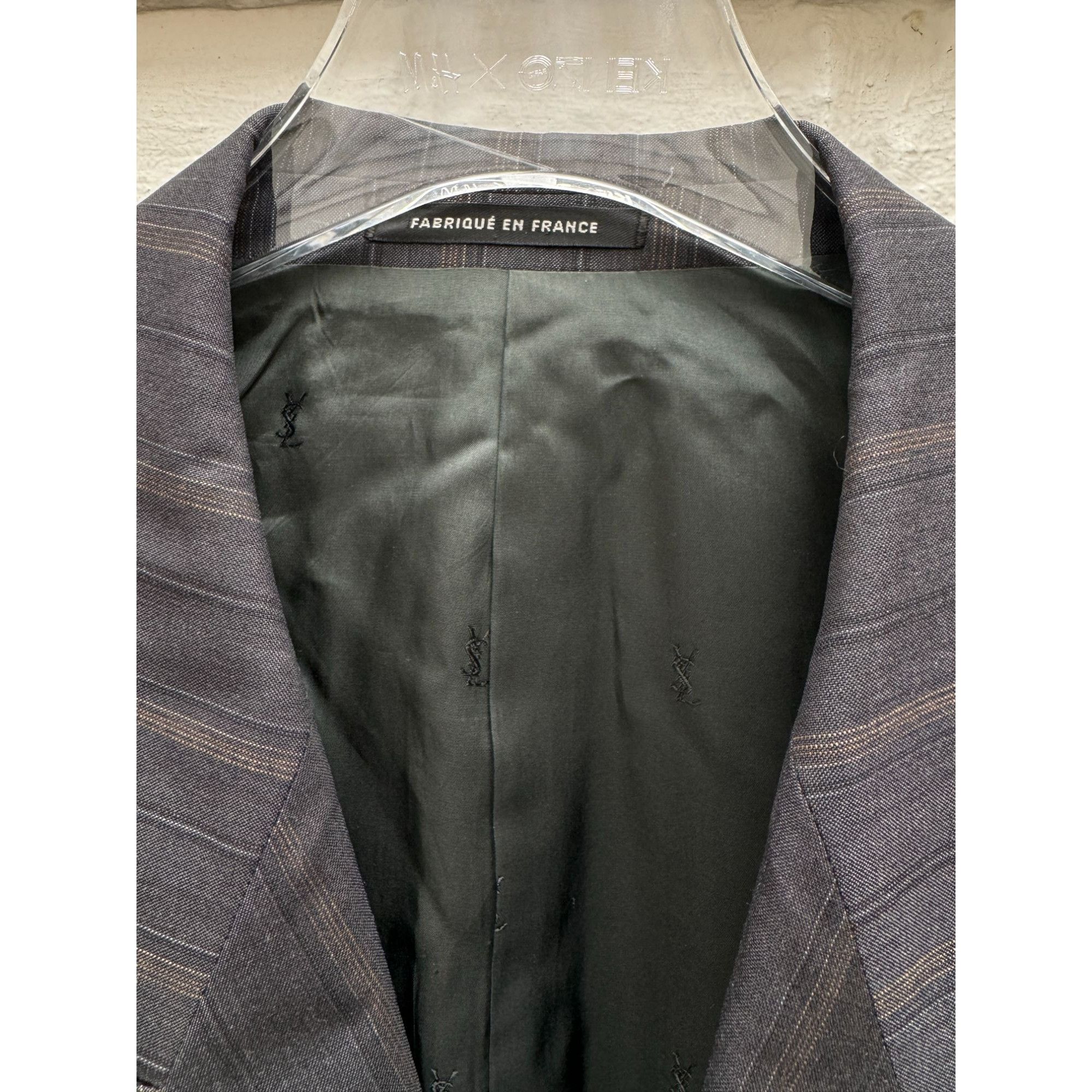 Yves Saint Laurent Grey Wool Striped Blazer Jacket Size 42R - 5 Thumbnail