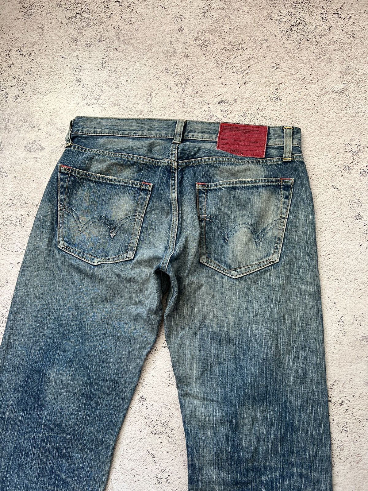 Edwin × Japanese Brand FLARED ≥ THRASHED EDWIN 53504 DISTRESSED DENIM PANT Size US 34 / EU 50 - 4 Thumbnail