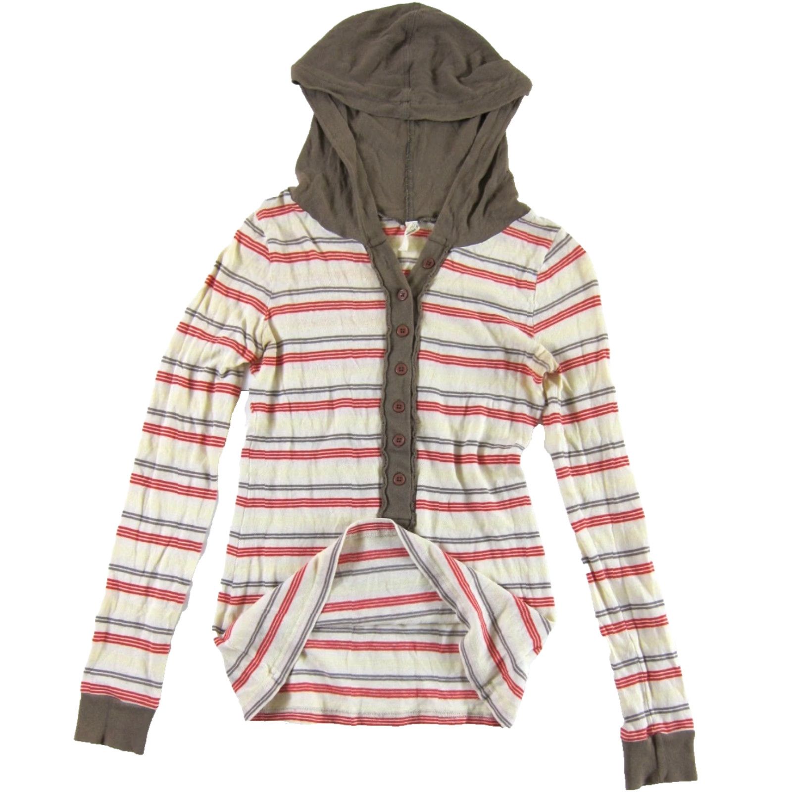 Free People VINTAGE Free People Shirt Women S Jersey Hooded Long Sleeve 100% Cotton Striped Brown Bohemian All Seasons Mens? Size S / US 4 / IT 40 - 4 Thumbnail