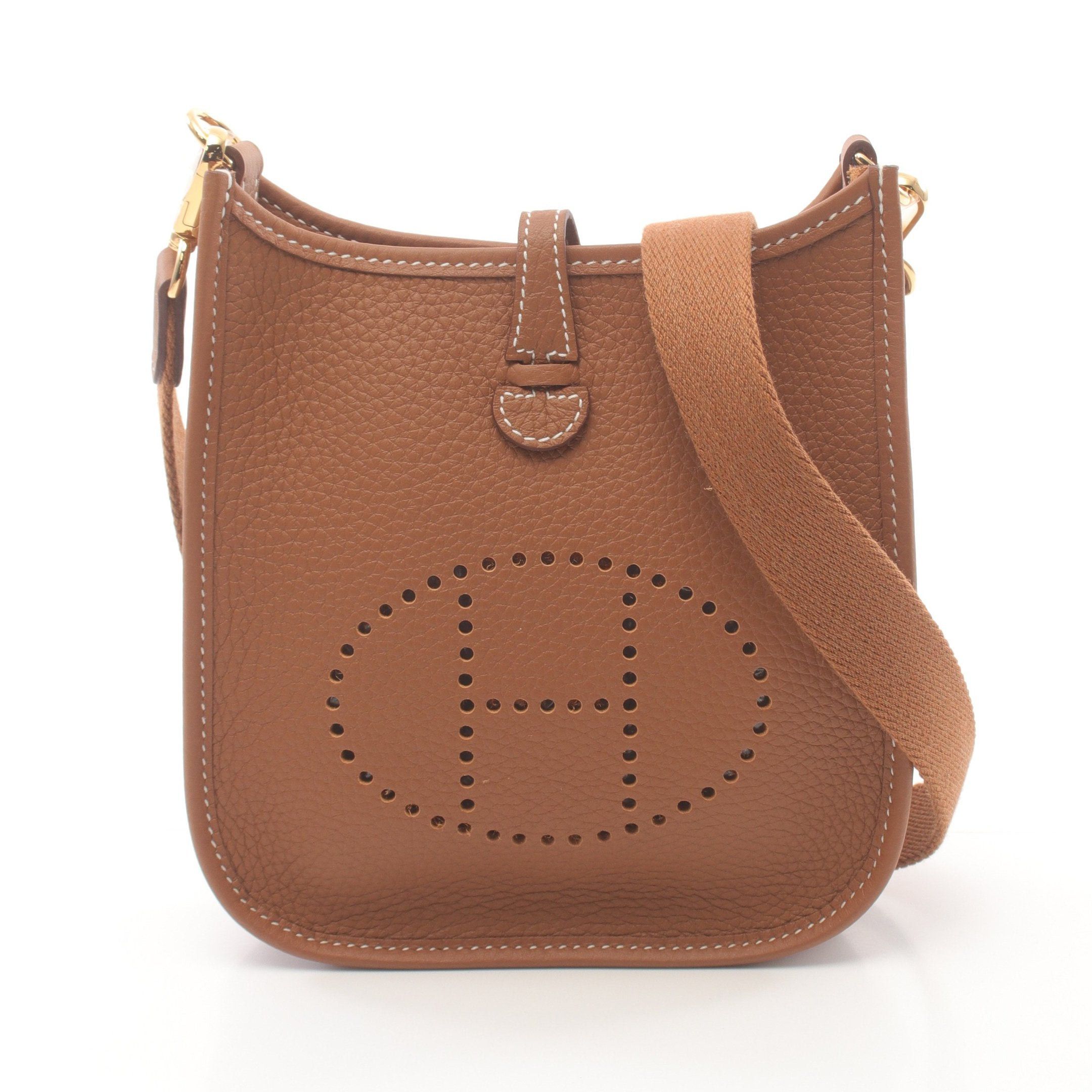Hermes Hermes Evelyn Tpm Gold Shoulder Bag Clemence Leather Light Brown Hardware Double Engraved Size ONE SIZE - 1 Thumbnail