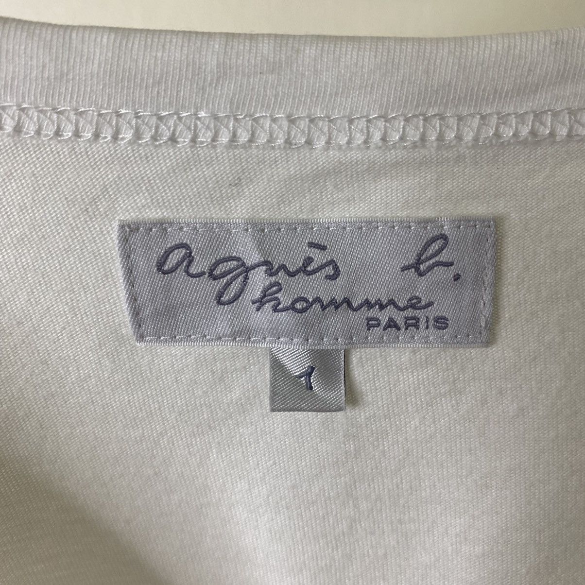 agnes b. Agnes B Homme Paris Script White T Shirt Size US M / EU 48-50 / 2 - 4 Thumbnail