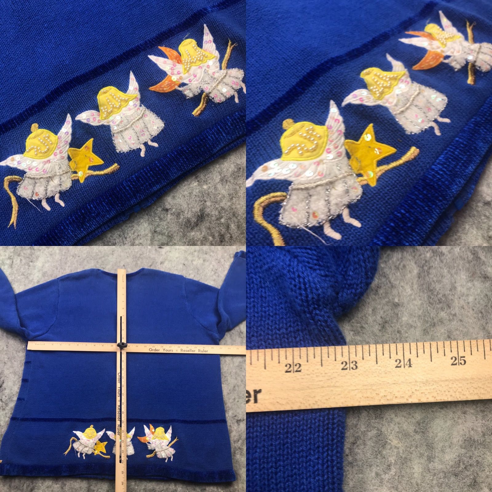 Quacker Factory VINTAGE Quacker Factory Sweater Size 1X Blue Embellished Angels Starry Night Womens Size XL / US 12-14 / IT 48-50 - 8 Thumbnail