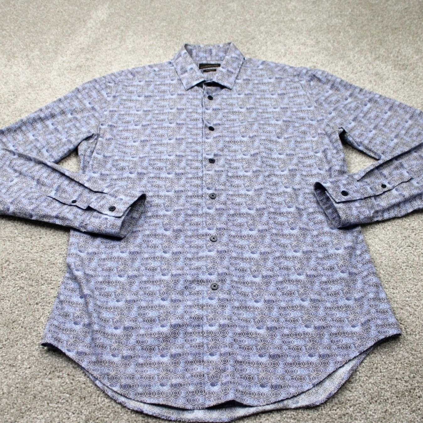 Zara Zara Man Shirt Blue Geometric Slim Fit Long Sleeve Button Up Men Large Size US L / EU 52-54 / 3 - 3 Thumbnail