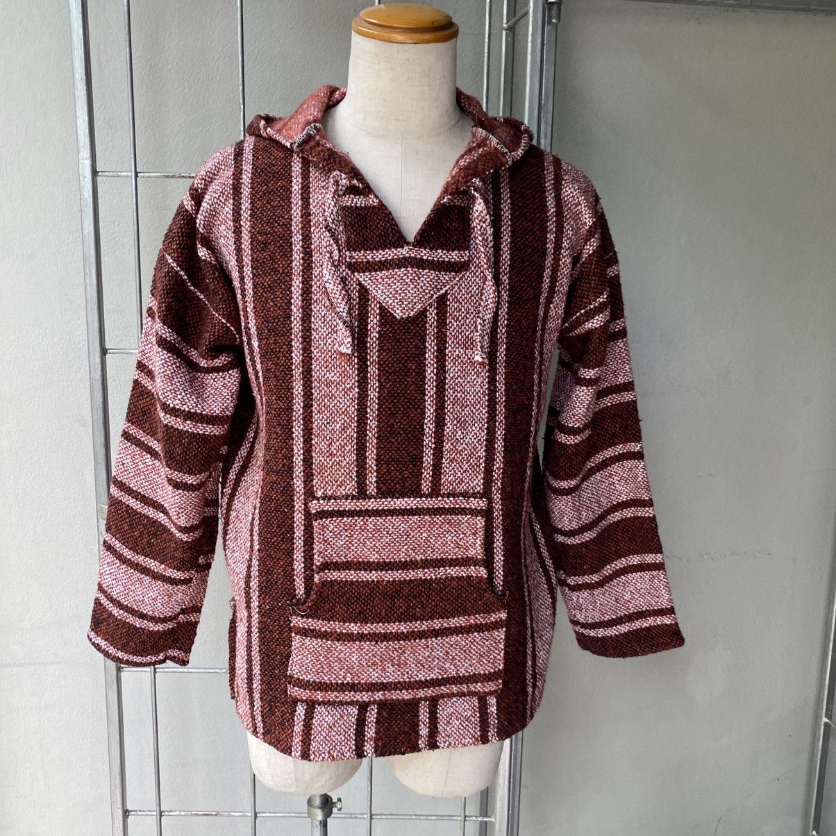 Vintage Brown & Pink Striped Baja Hoodie Size US M / EU 48-50 / 2 - 14 Thumbnail