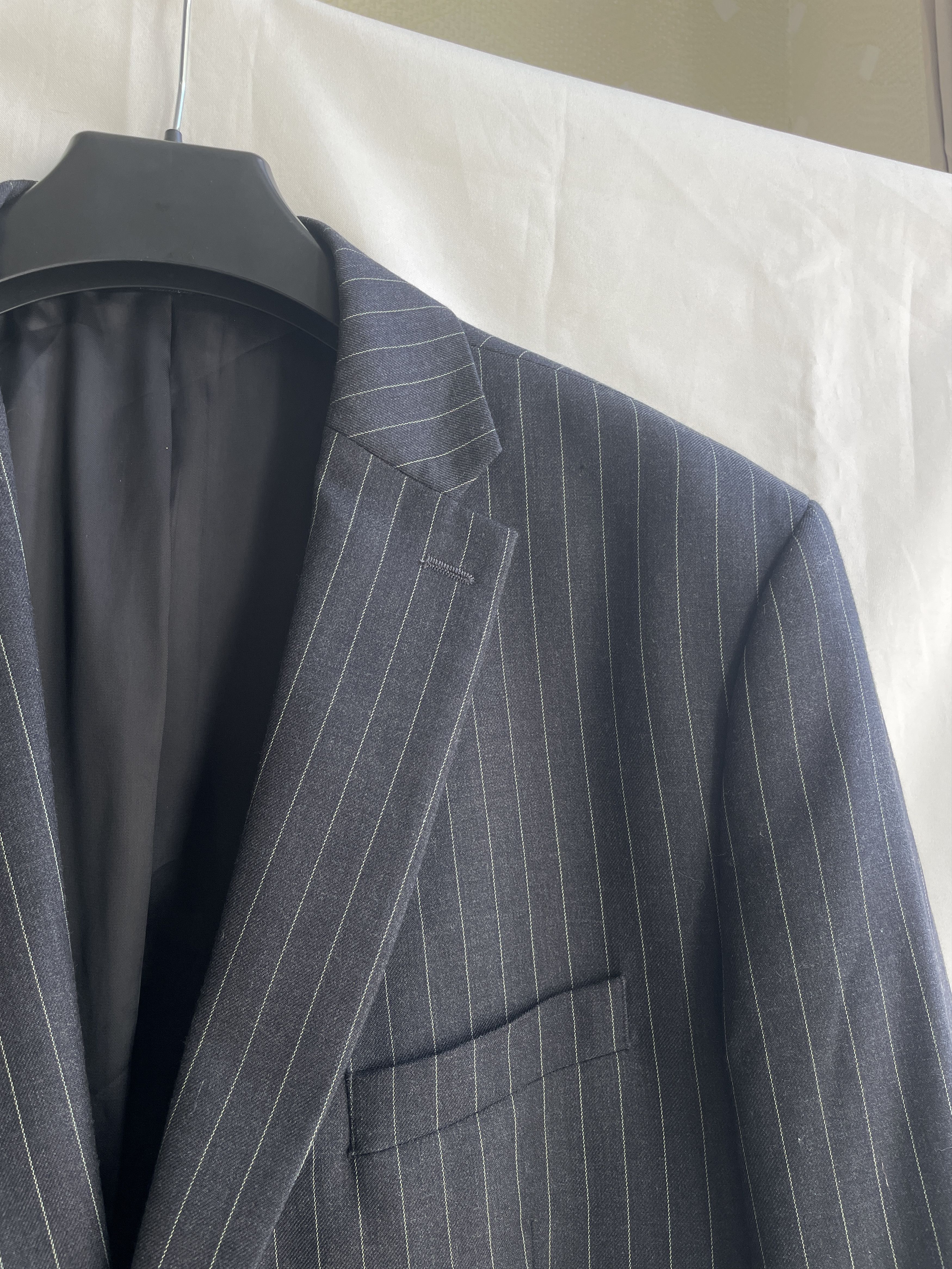 Other Brook Taverner Charcoal Gray Pinstripe Wool Suit Size 48S - 6 Thumbnail