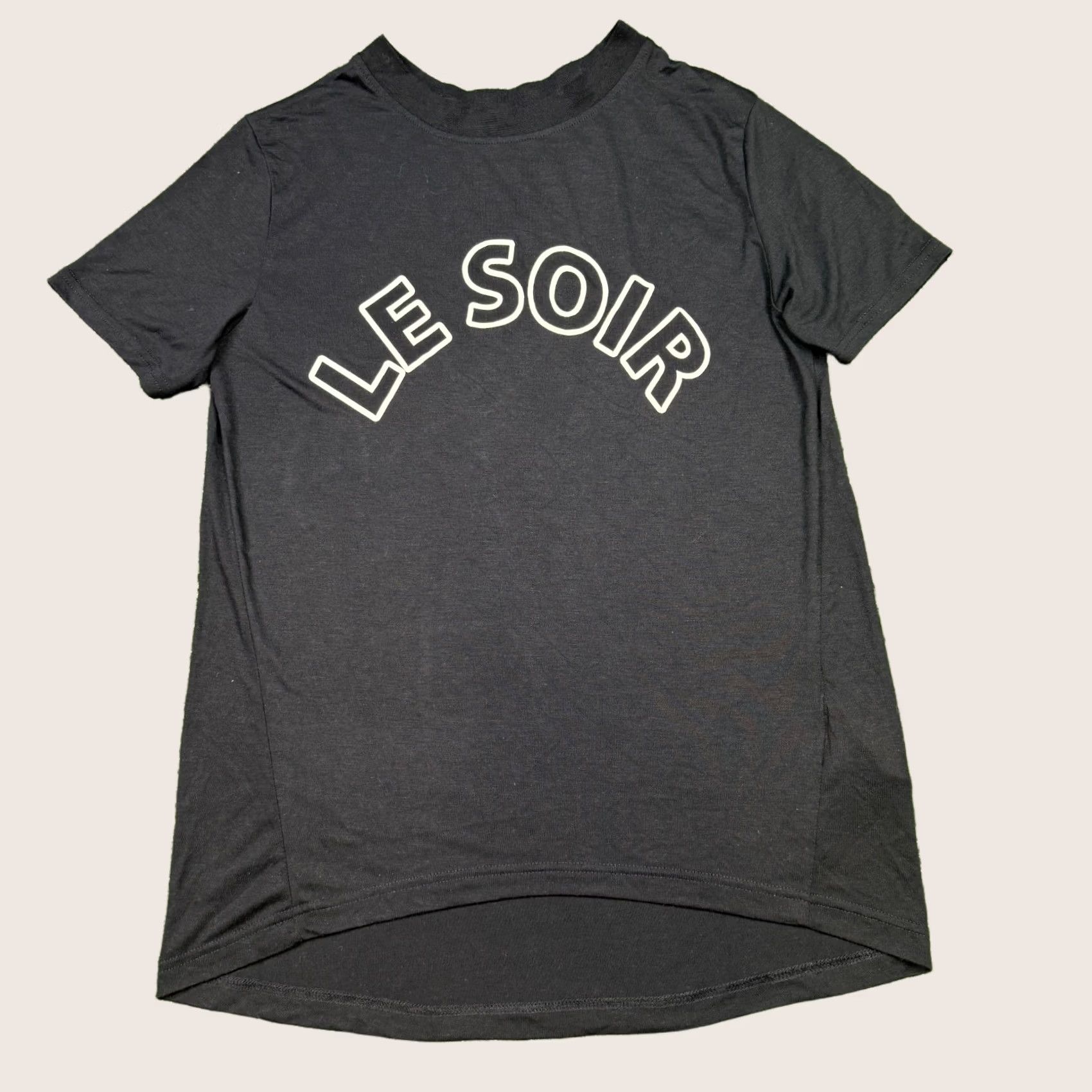 Whistles Whistles T Shirt Women's S Black Short Sleeve Le Soir Graphic Tee Stretch Size S / US 4 / IT 40 - 1 Thumbnail