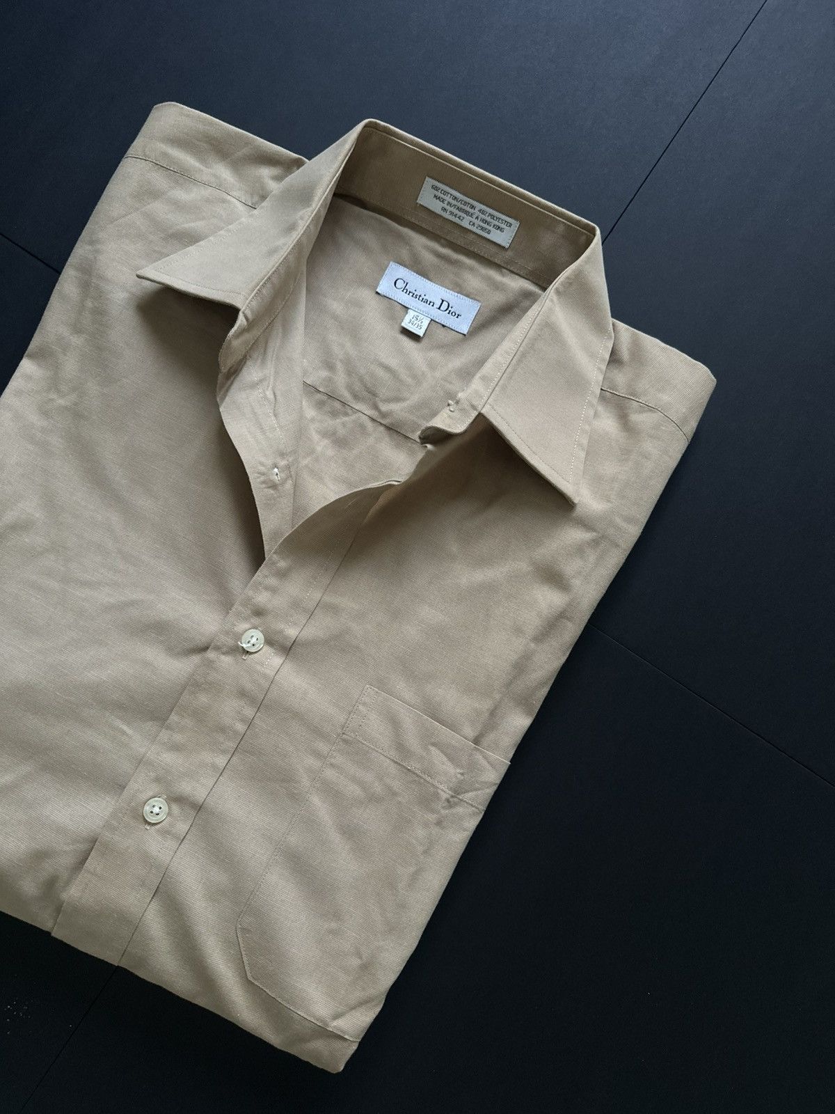 Christian Dior Monsieur Christian Dior Monsieur Beige Dress Shirt Made in Hong Kong Size US M / EU 48-50 / 2 - 9 Thumbnail