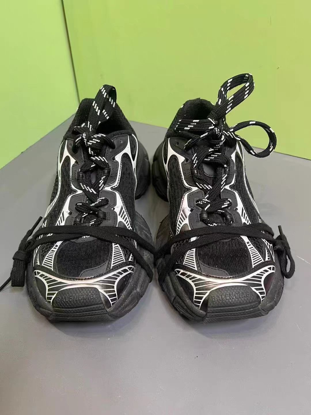 Balenciaga Balenciaga 3XL Black/Silver Distressed Sneakers K15 Size US 7 / EU 40 - 2 Thumbnail