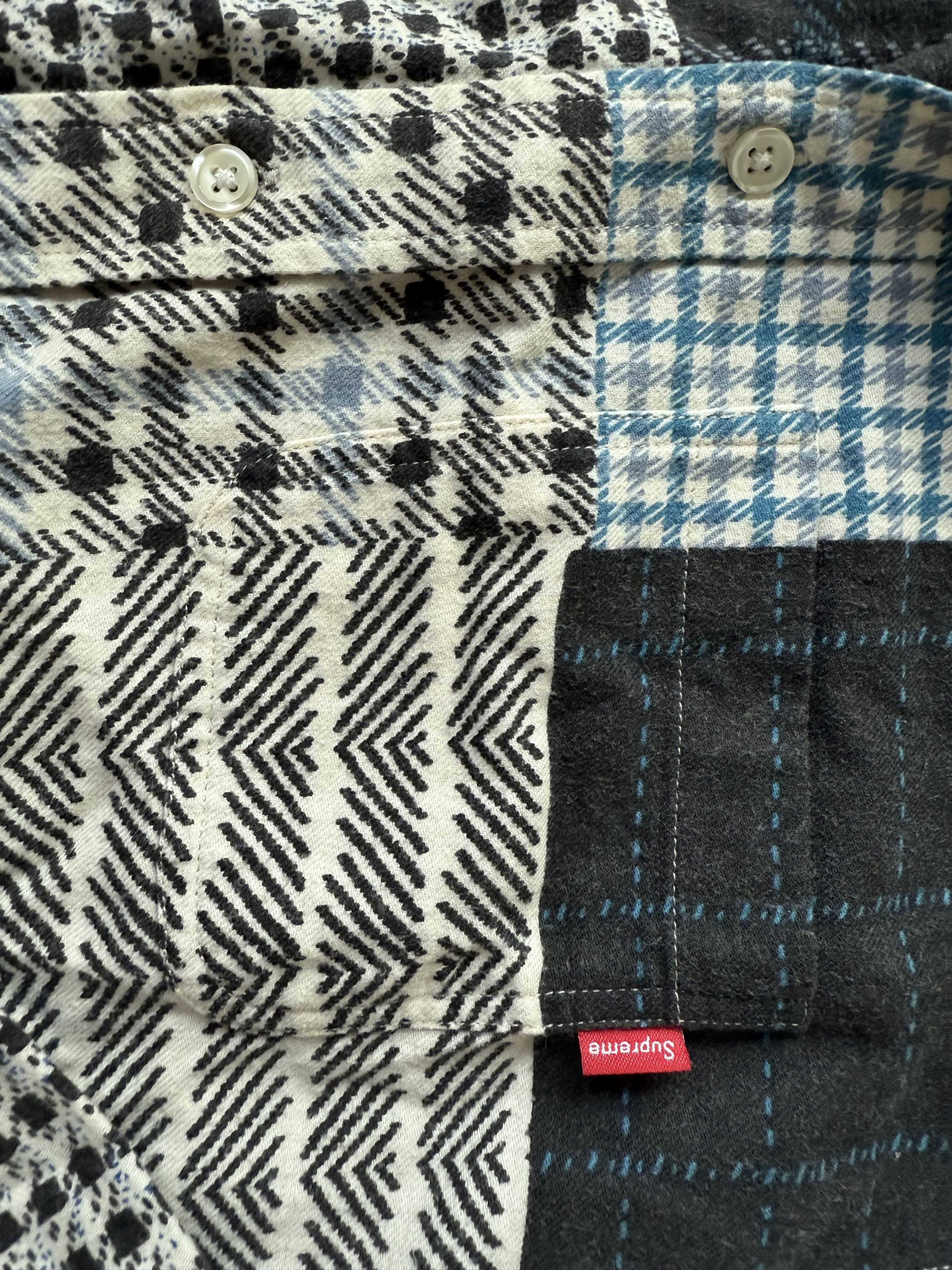 Supreme Supreme Patchwork Flannel Button Shirt 2015 Blue Plaid Size US M / EU 48-50 / 2 - 4 Thumbnail