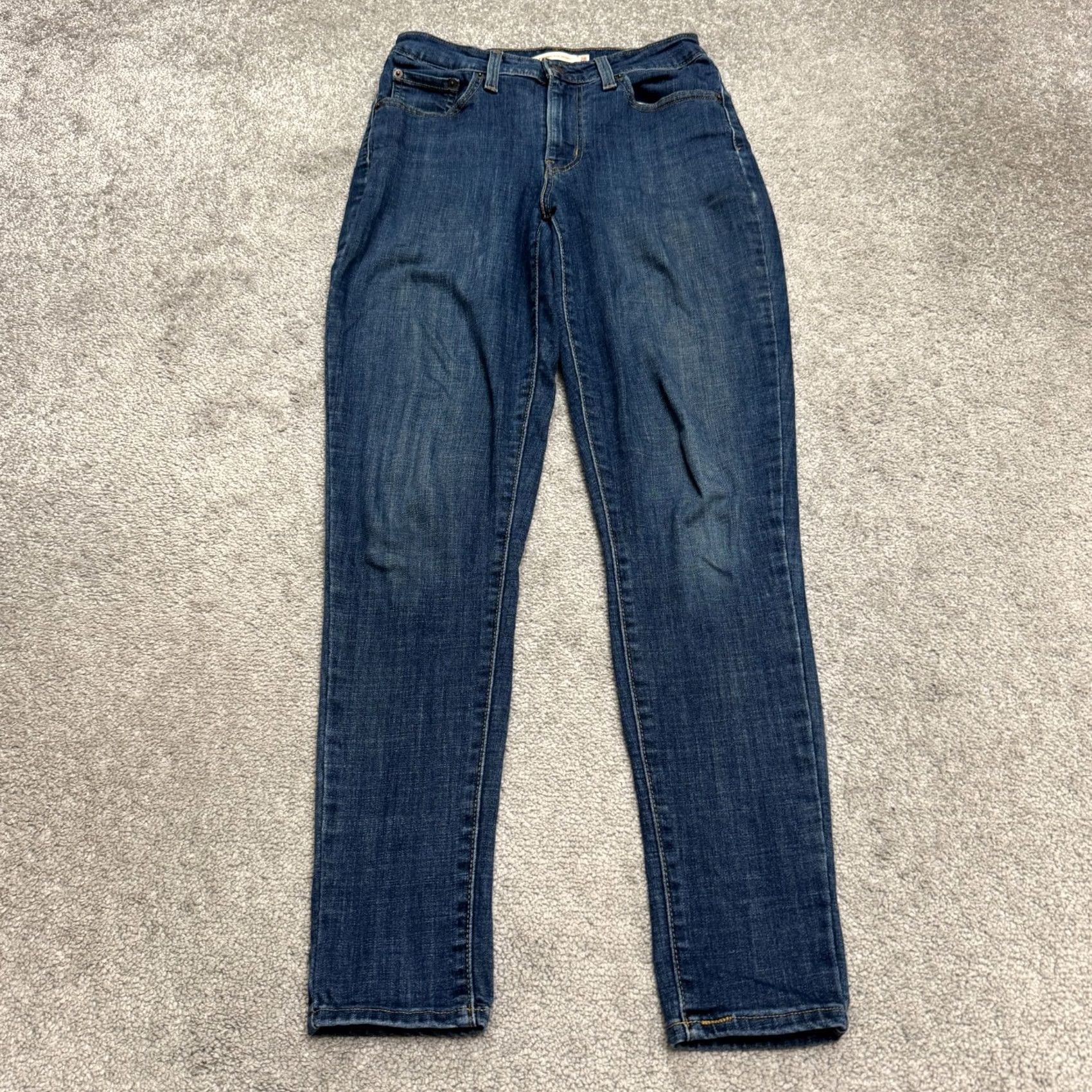 Levi's Levi's 721 High Rise Skinny Denim Jeans Womens 28x30 Blue Dark Wash Stretch Size 28" / US 6 / IT 42 - 2 Thumbnail