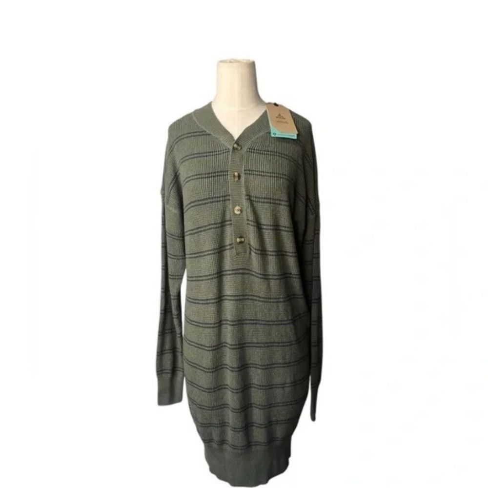 Prana Prana | Milani Green Henley Waffle Knit Organic Dress in Si Size S / US 4 / IT 40 - 2 Thumbnail