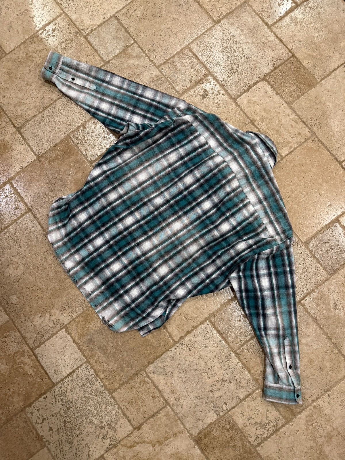 Maison MIHARA YASUHIRO Maison Mihara Yasuhiro Distressed Green Check Flannel Shirt Size US L / EU 52-54 / 3 - 15 Thumbnail
