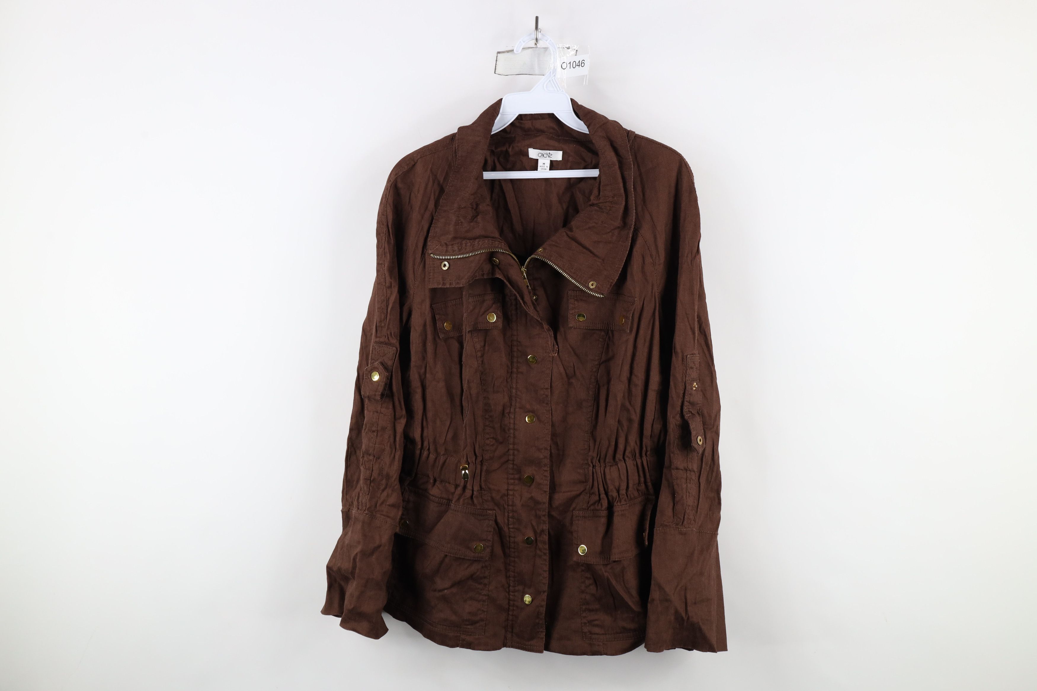 Vintage Vintage 90s Cache Roll Sleeve Flared Jacket Brown Size M / US 6-8 / IT 42-44 - 1 Thumbnail