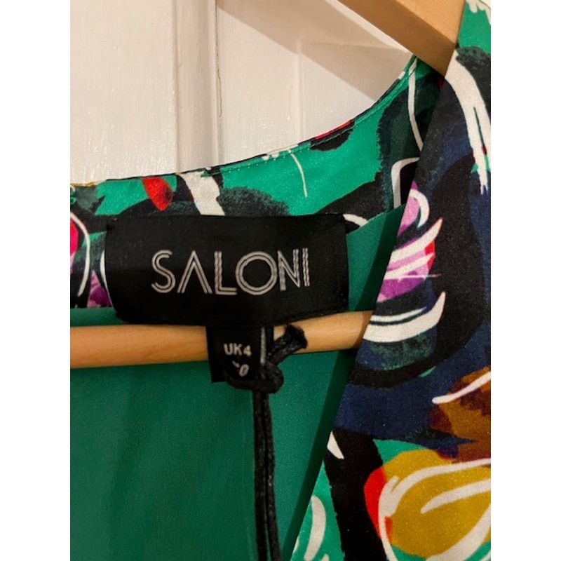 Other Saloni Green Floral Silk Eden Dress Size US 0, UK4, XS (NWT) Size XS / US 0-2 / IT 36-38 - 6 Thumbnail