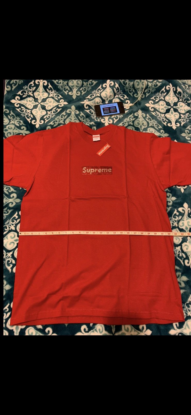 Supreme × Swarovski DSWT Supreme Swarovski Box Logo Tee Red Large Size US L / EU 52-54 / 3 - 5 Thumbnail