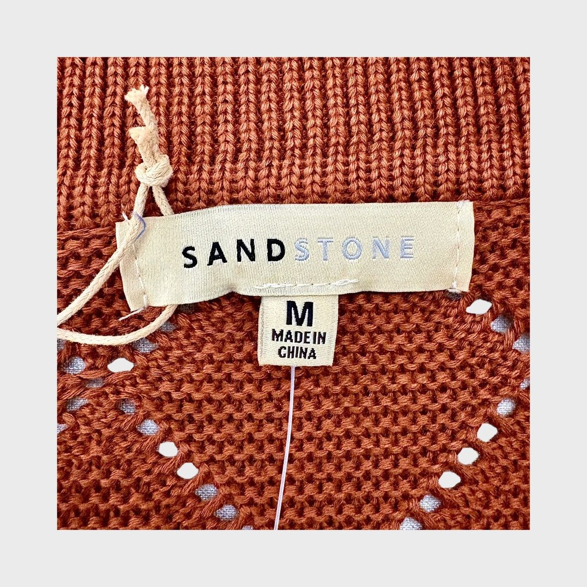 Other Sandstone Man’s Rust Pointelle Knit Sweater Sz M Size US M / EU 48-50 / 2 - 11 Thumbnail