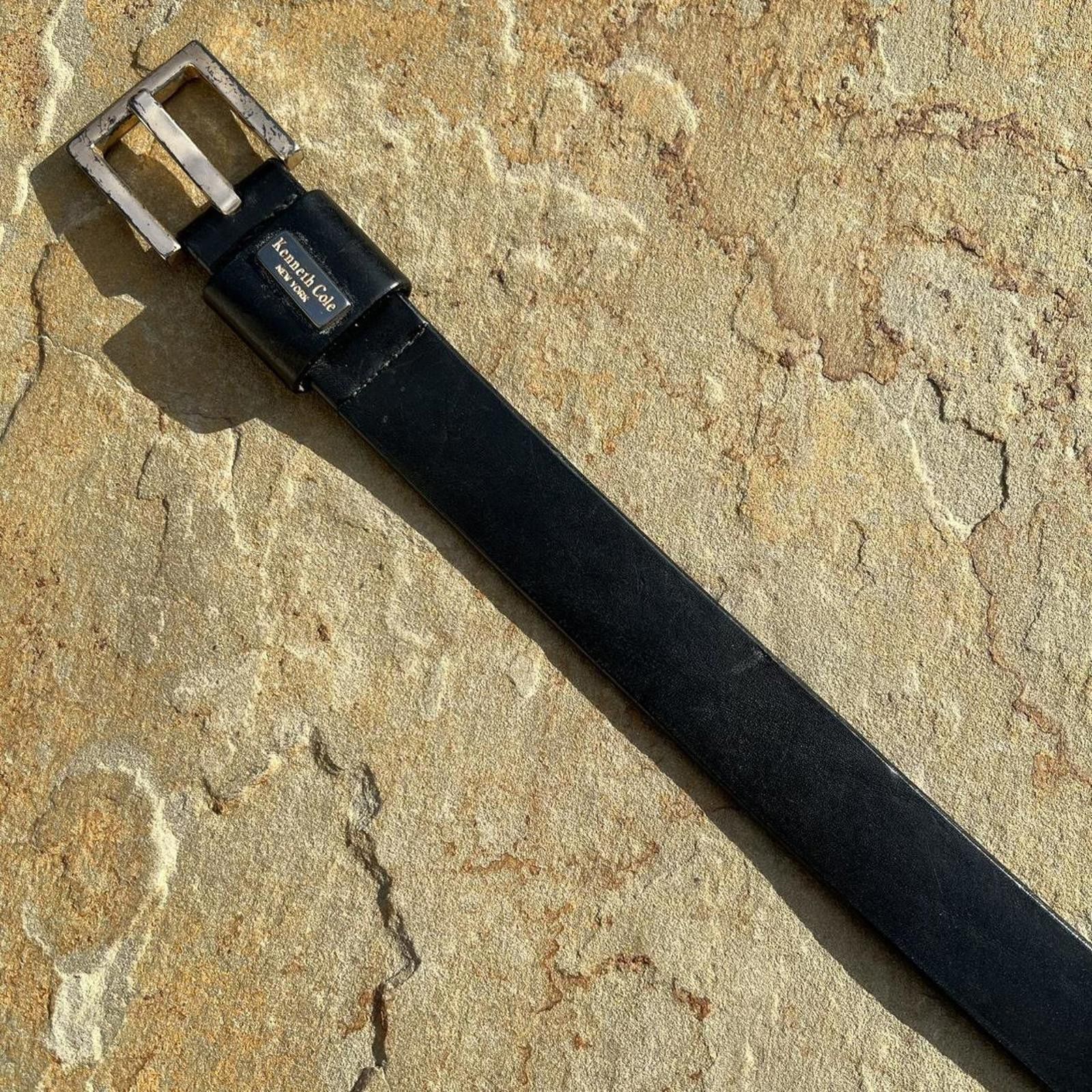 Kenneth Cole Y2K Designer Black Italian Leather Belt Size ONE SIZE - 3 Thumbnail