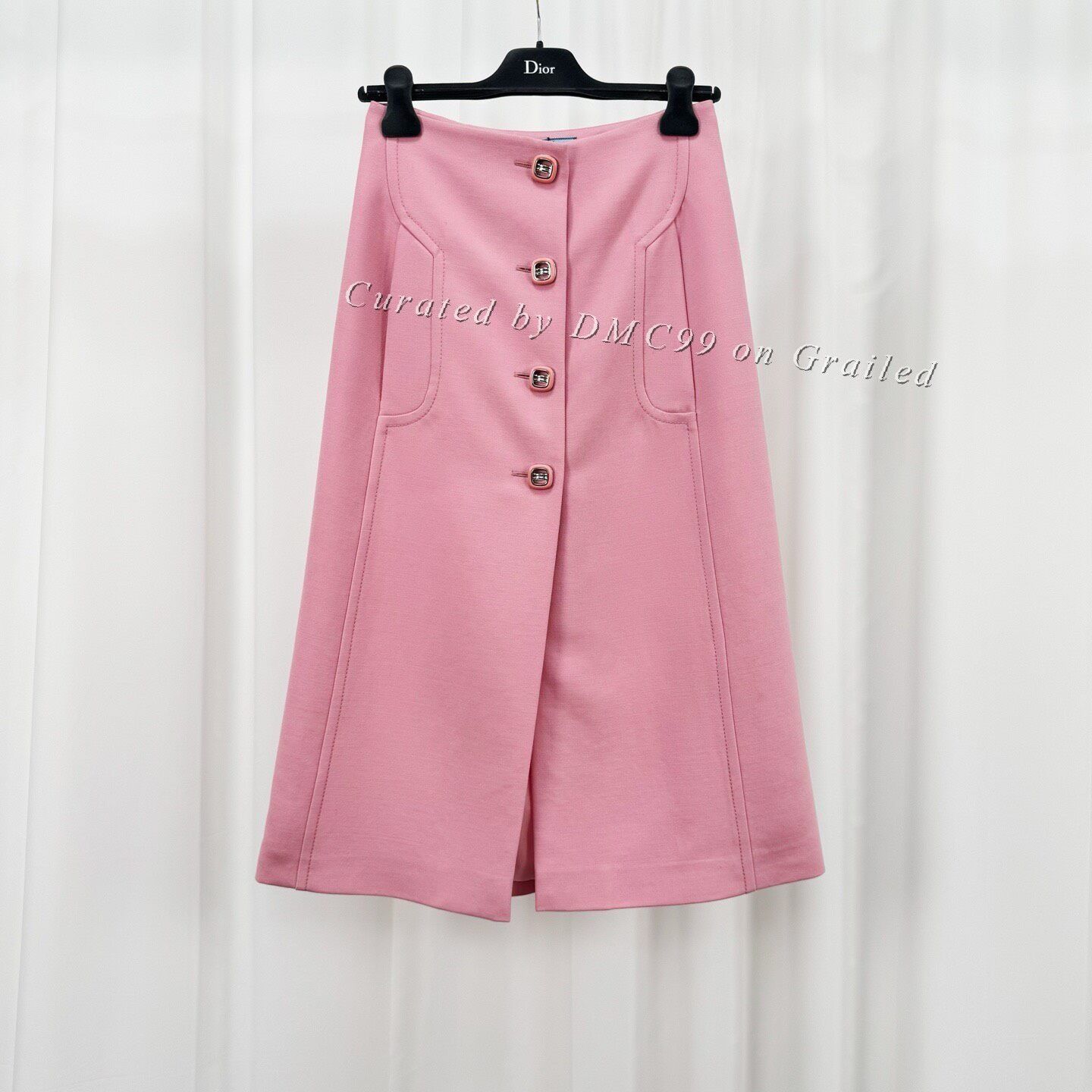 Prada Prada New Pink Wool Split Midi Skirt Size 38" / US 16 / IT 52 - 1 Thumbnail