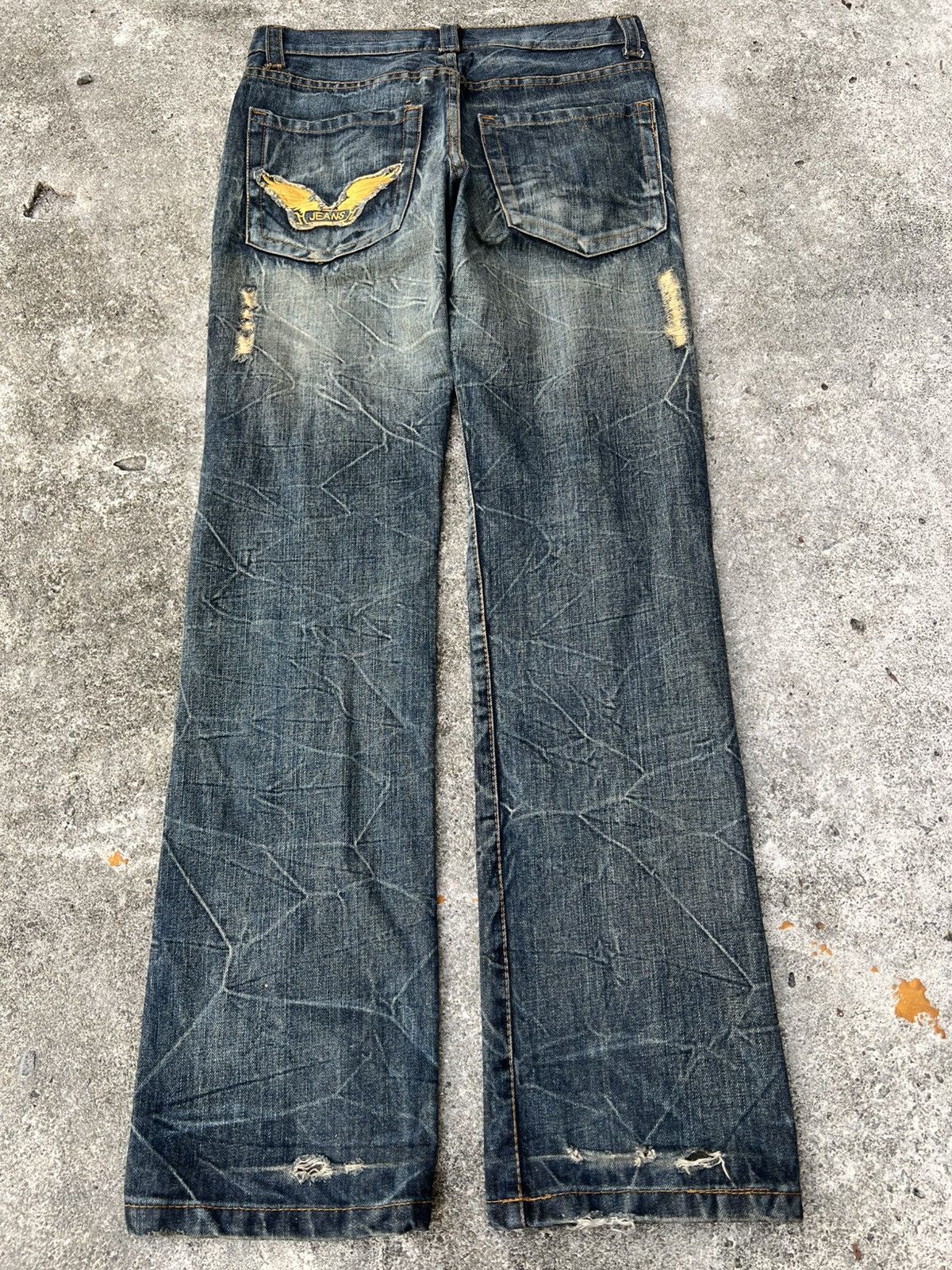Vintage 💥Flare💥Japanese Brand Kui Distress Jeans Very Rare Size US 30 / EU 46 - 2 Thumbnail