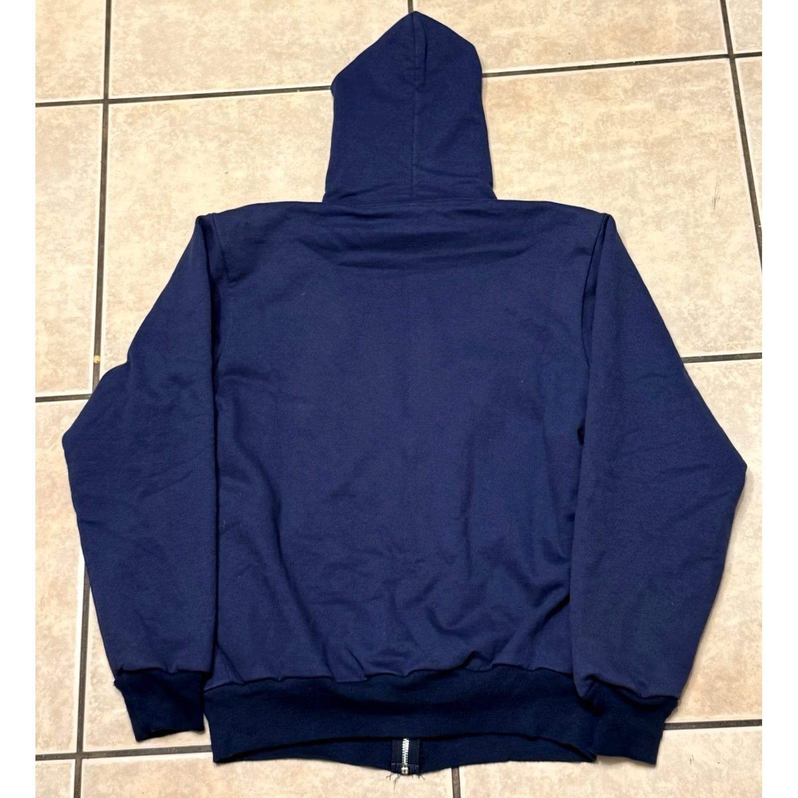 Carhartt VINTAGE Carhartt Rugged Wear Sweatshirt Hoodie Full Zip Crew Neck M/L Blue 90s Public Works Dept Mens Size US L / EU 52-54 / 3 - 2 Thumbnail