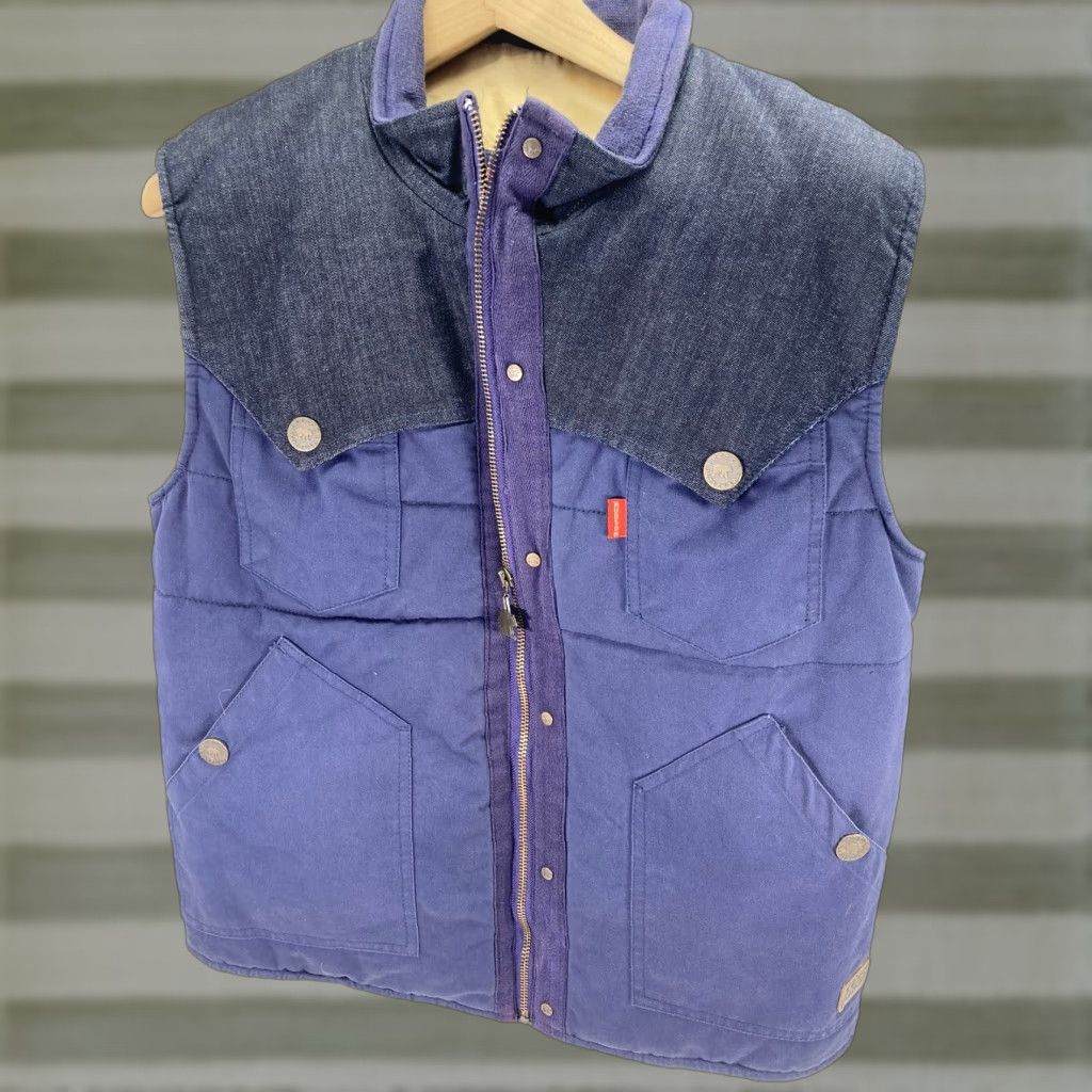 Hudson Outerwear Vest Mens Size Large Blue Denim Canvas Full Zip Casual Shirt?