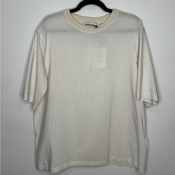 Lanvin Lanvin Striped Logo T-Shirt Silk White Men’s Size 38/US Medi Size US M / EU 48-50 / 2 - 1 Thumbnail