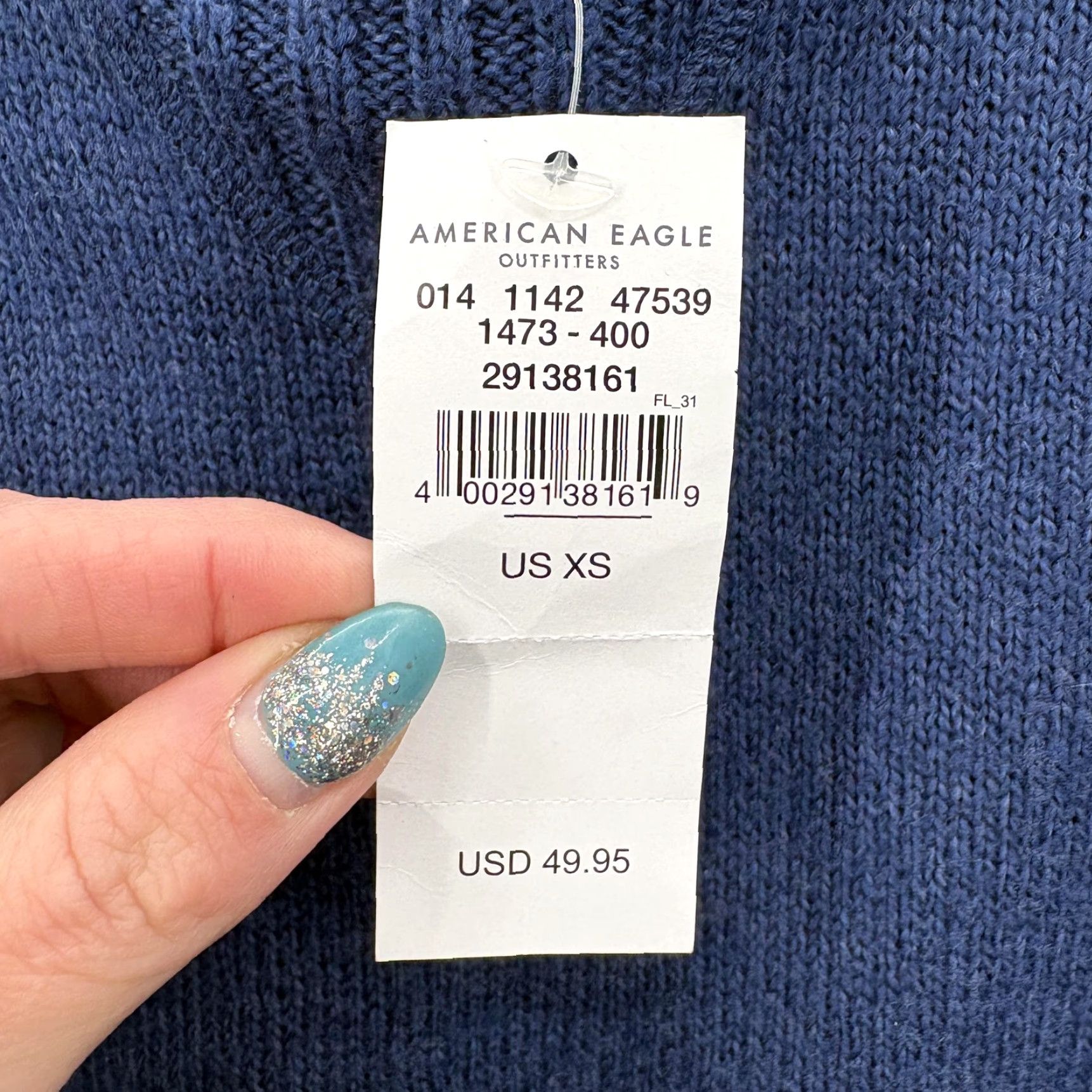 American Eagle Outfitters American Eagle Sweater Mens XS Blue Cotton Blend Crewneck Knit Pullover Casual Size US XS / EU 42 / 0 - 5 Thumbnail