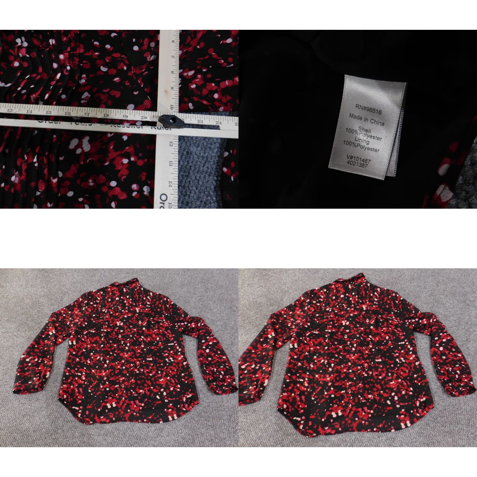 Coldwater Creek Coldwater Creek Shirt Womens Large Black Red Pintuck Button Front Long Sleeve Shirt Size L / US 10 / IT 46 - 8 Thumbnail