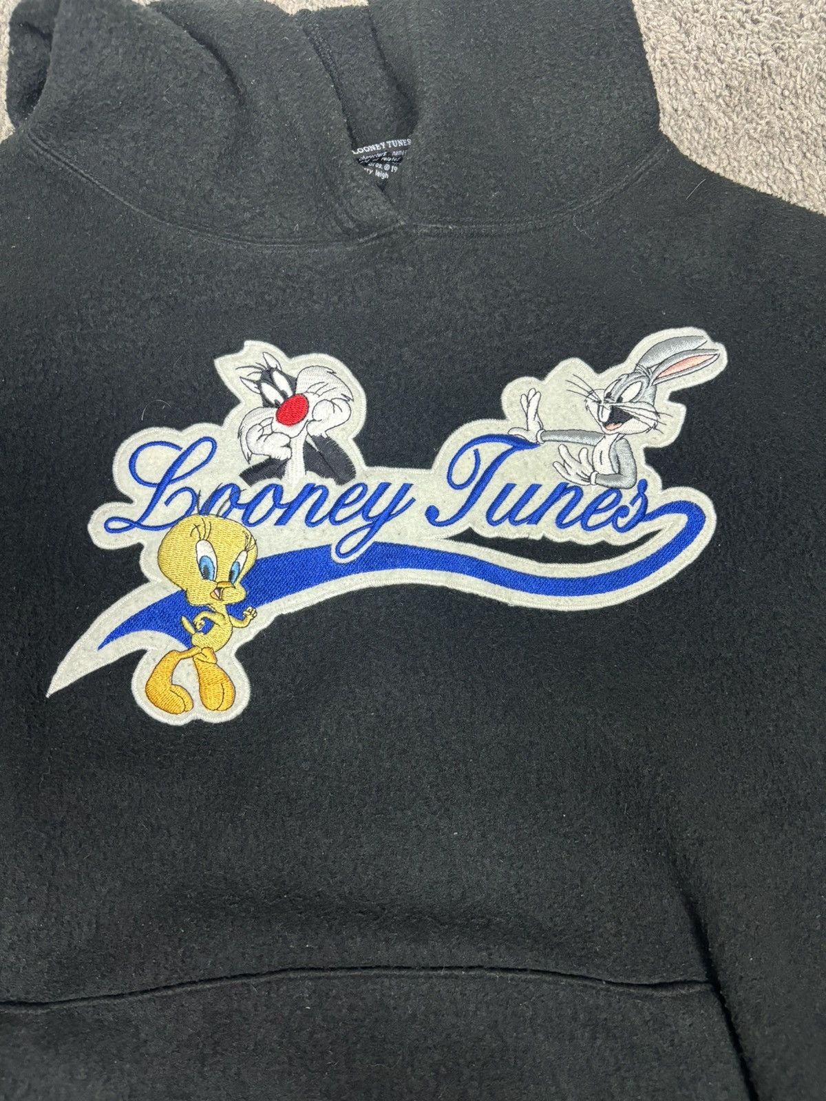 Warner Bros Vintage black 1996 fleece looney tunes hoodie Size US XL / EU 56 / 4 - 2 Thumbnail