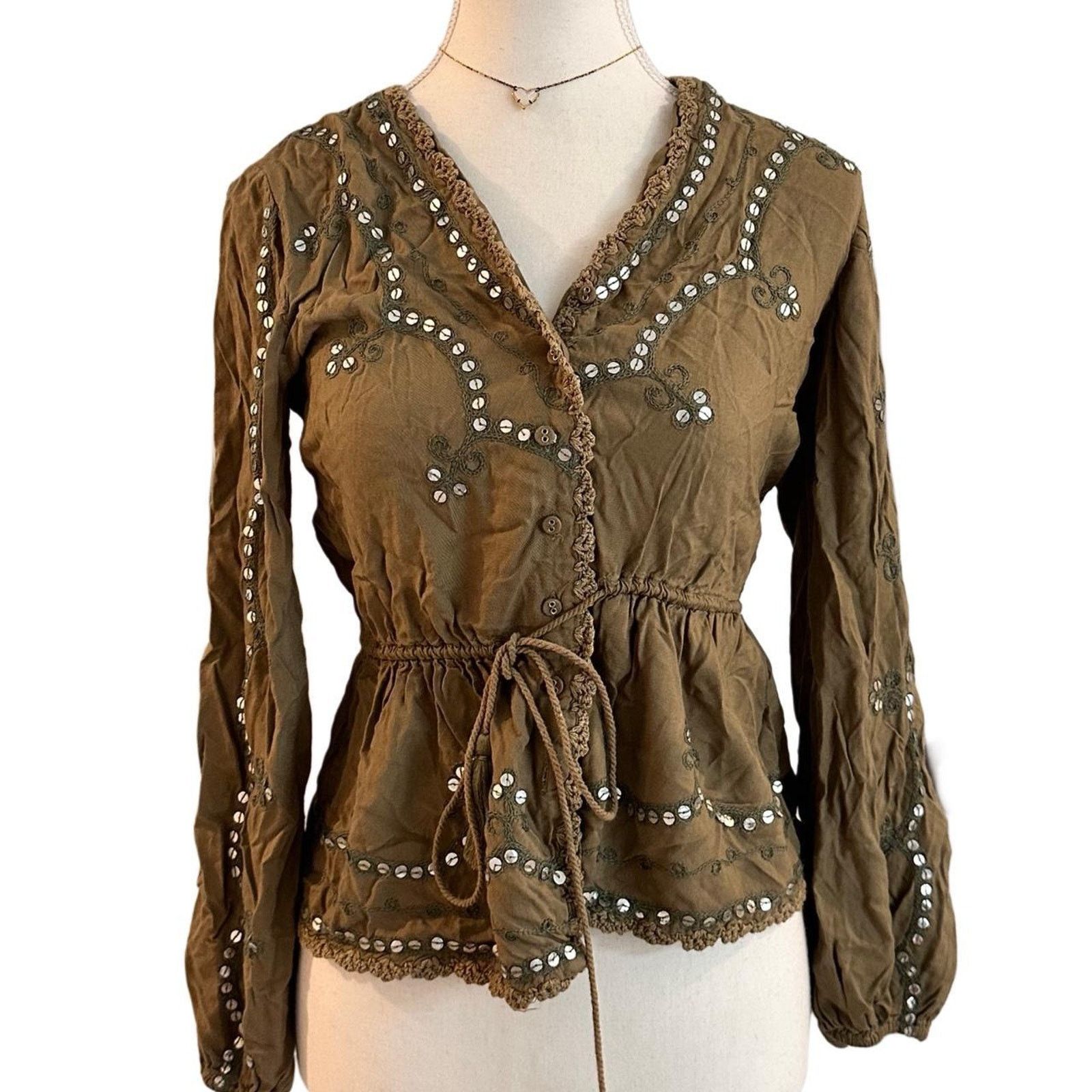 Other Made With Love Vintage 2000s Size S Button Up Sequin Top Size S / US 4 / IT 40 - 1 Thumbnail