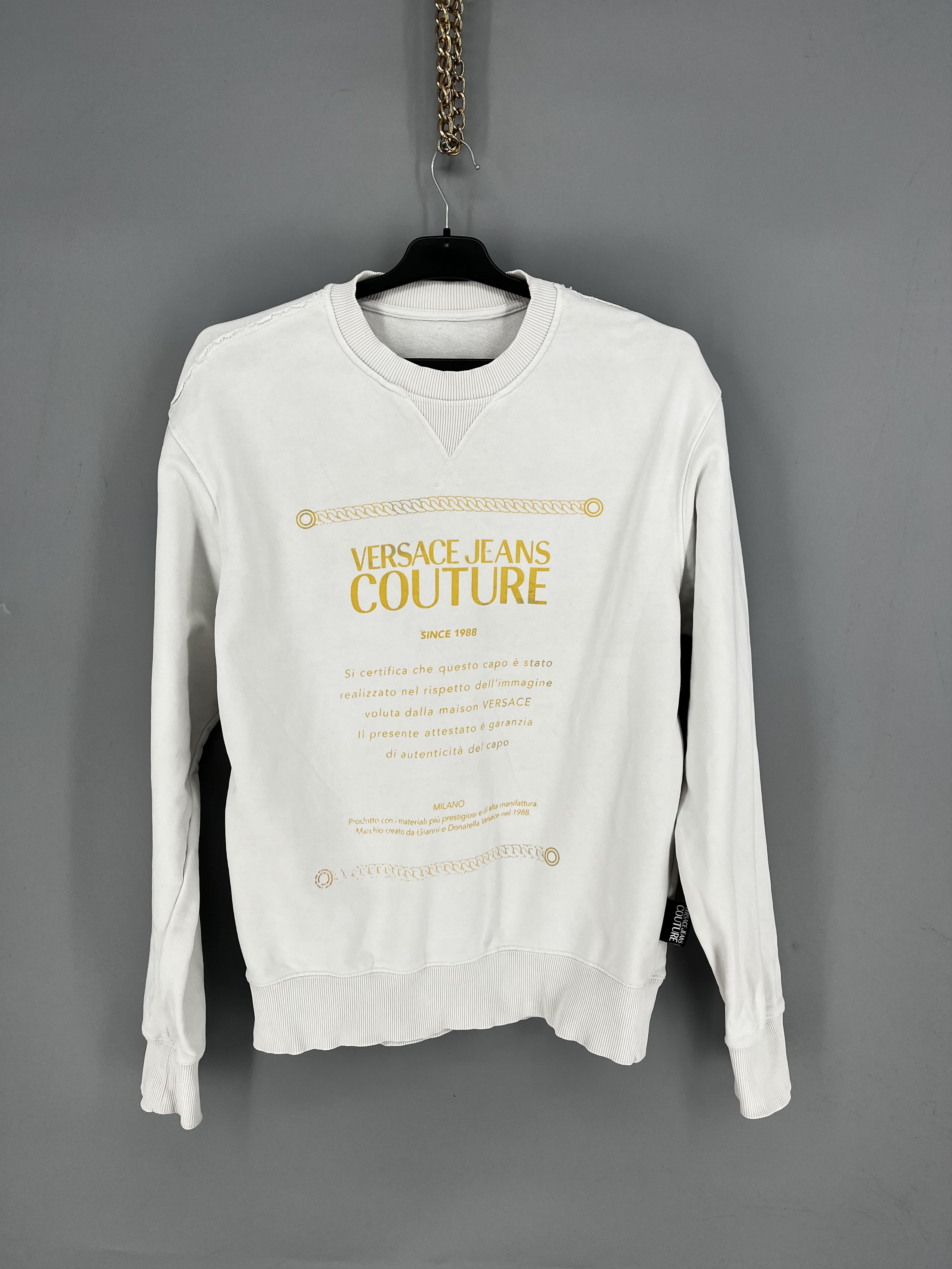 Versace Versace Jeans Couture Men's White Gold Logo Hooded Size US S / EU 44-46 / 1 - 1 Thumbnail