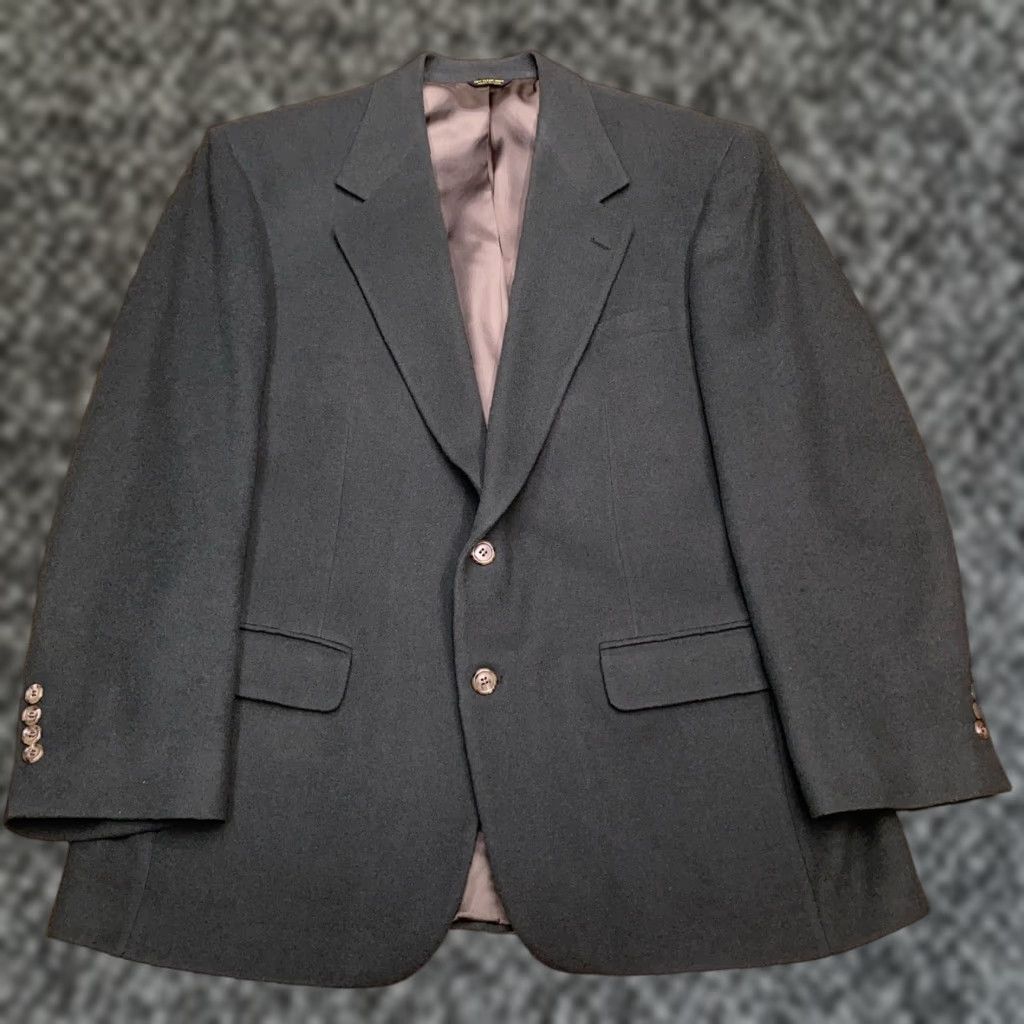 Bill Blass VINTAGE Bill Blass Blazer Camel Hair 44R Green Sport Coat Men Regular Notch Lapel 2-Button Single-Breasted Solid Dress Jacket Size 44R - 1 Thumbnail