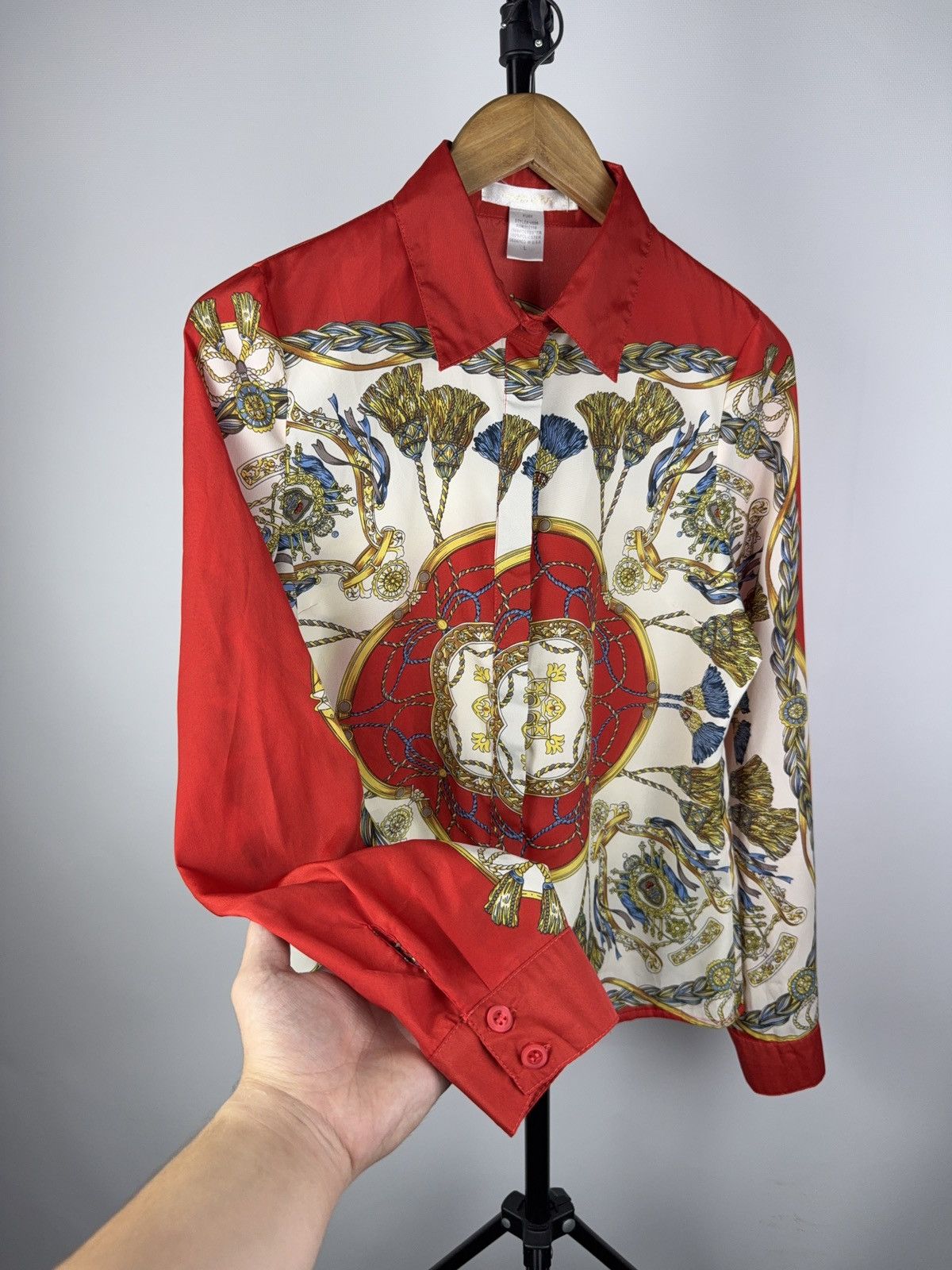 Vintage Sexy Barocco Avant Garde Retro Mesh Top Blouse 90s USA Y2k Size L / US 10 / IT 46 - 5 Thumbnail