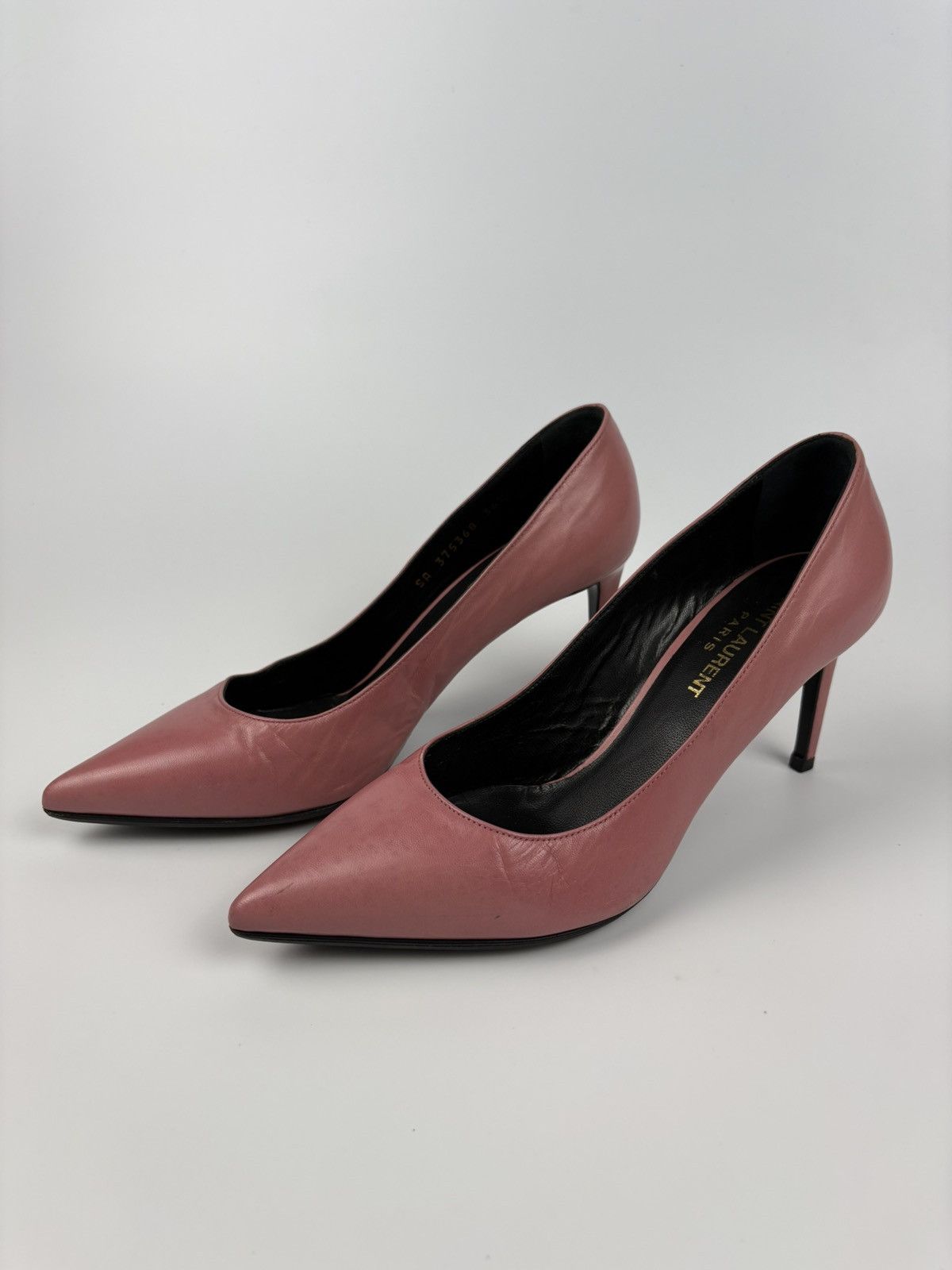 Saint Laurent Paris SLP Pointed Toe Pumps Fushia Leather Heels Size US 6.5 / IT 36.5 - 3 Thumbnail