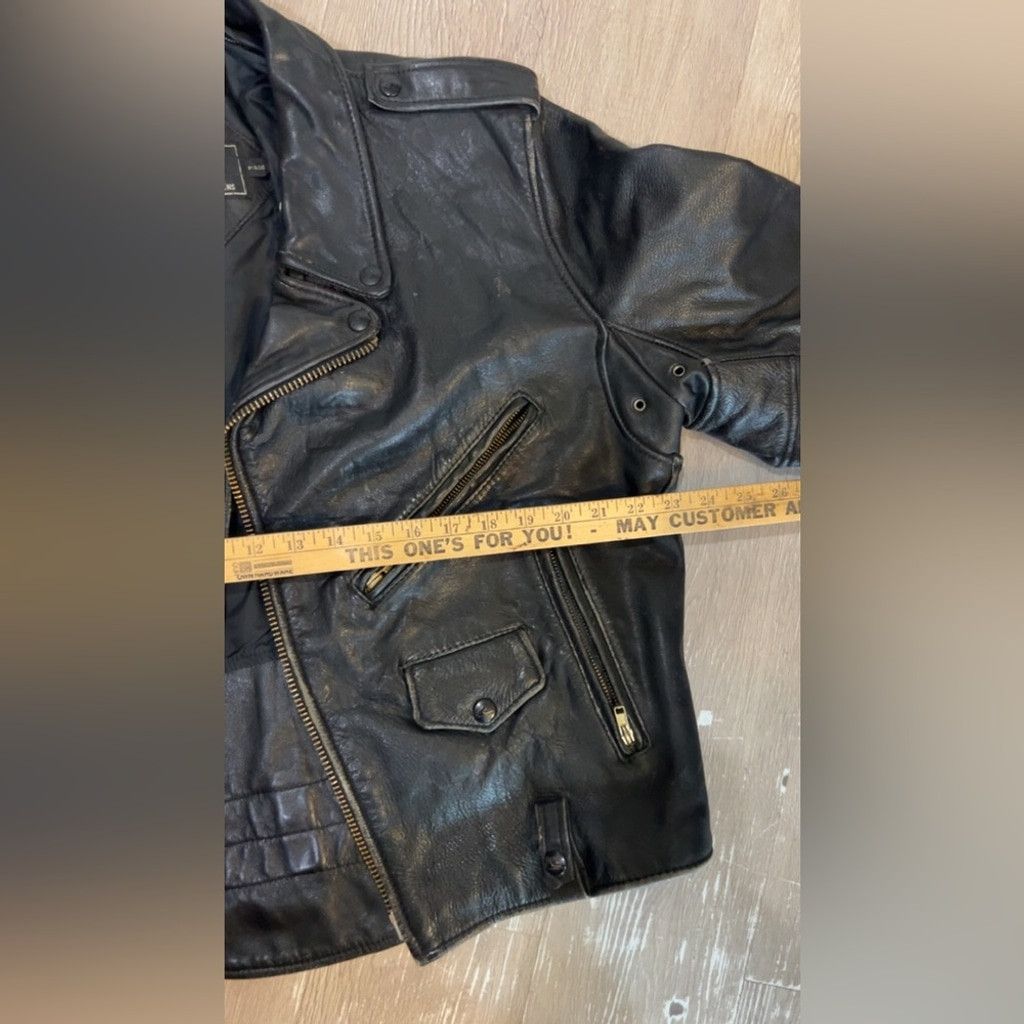 Other Vintage Classic Black bikers distressed heavy duty Leather Size US M / EU 48-50 / 2 - 8 Thumbnail